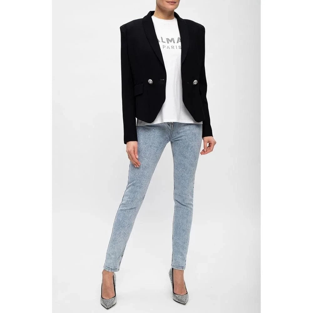 Balmain High-Waisted Faded Jeans