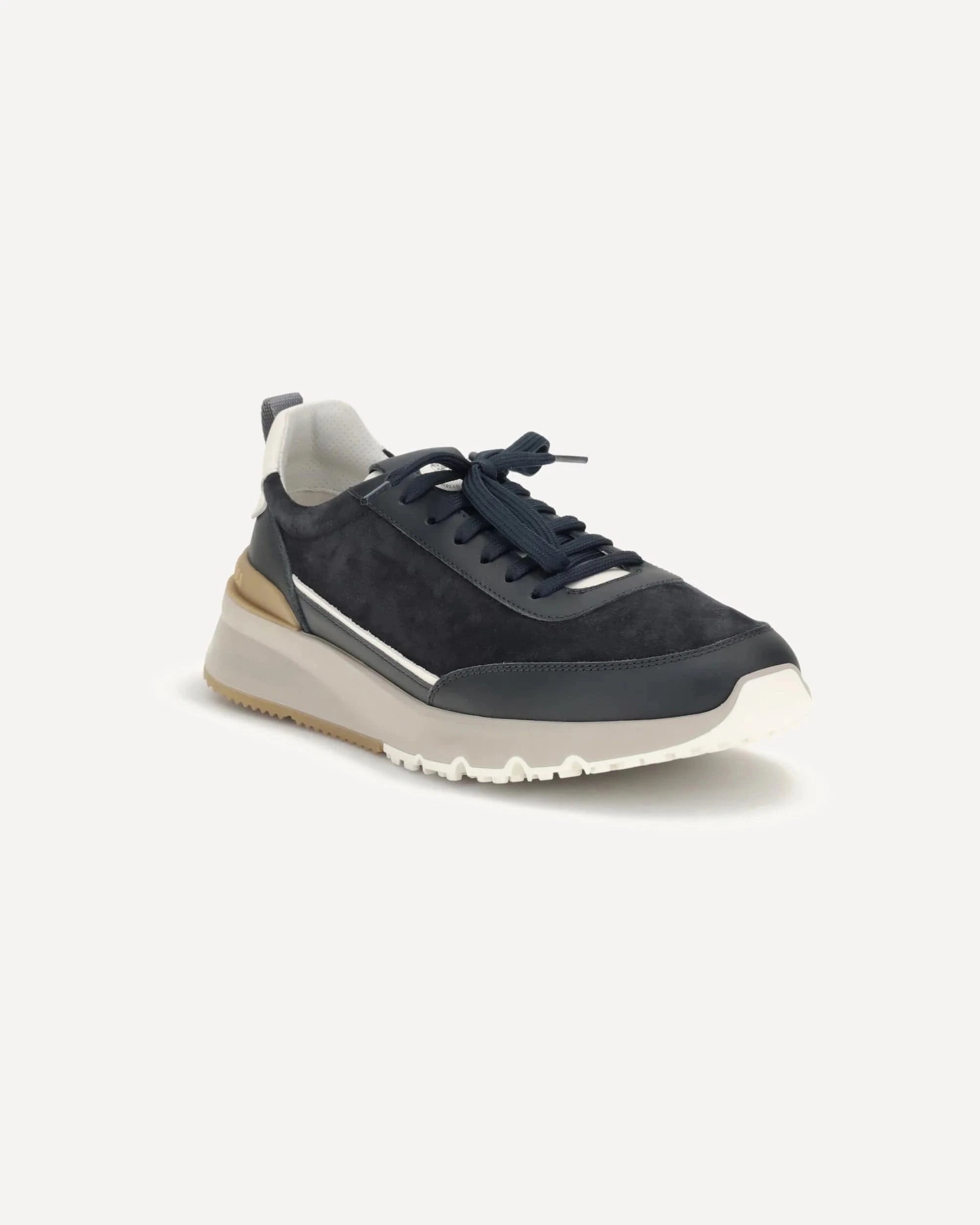 Brunello Cucinelli Black Washed Suede Leather Sneakers
