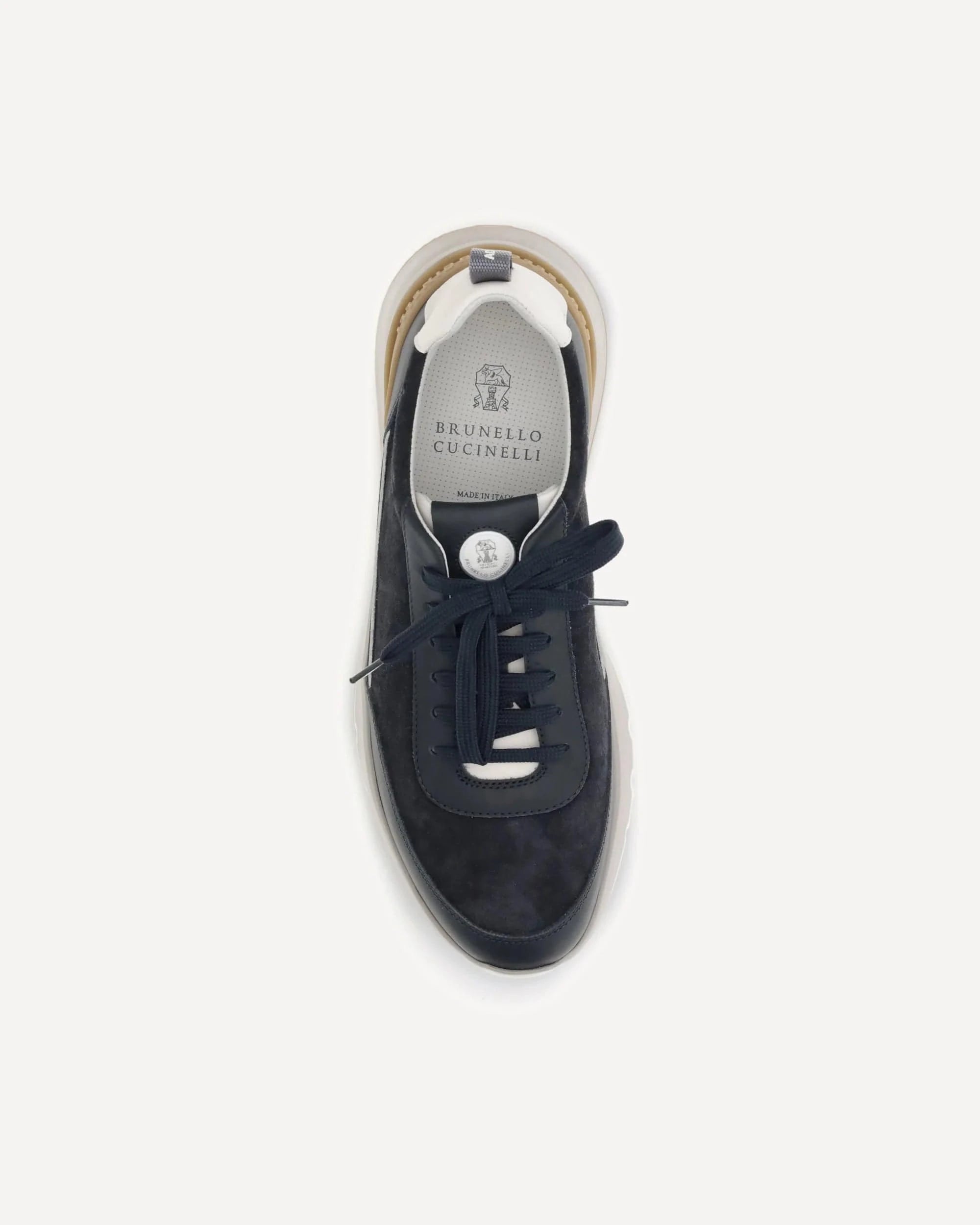 Brunello Cucinelli Black Washed Suede Leather Sneakers
