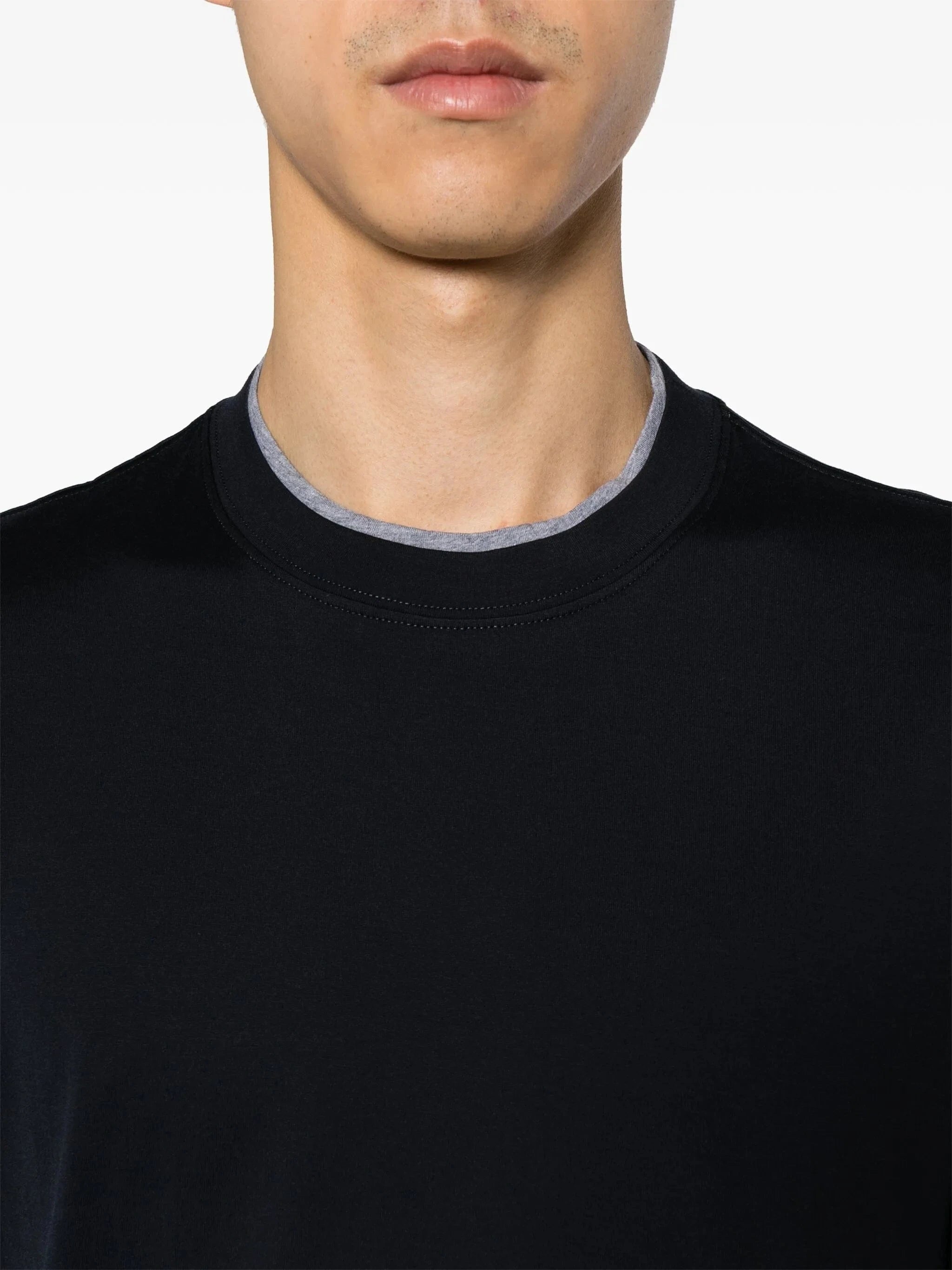 Brunello Cucinelli Blue Faux-Layering Crewneck T-Shirt