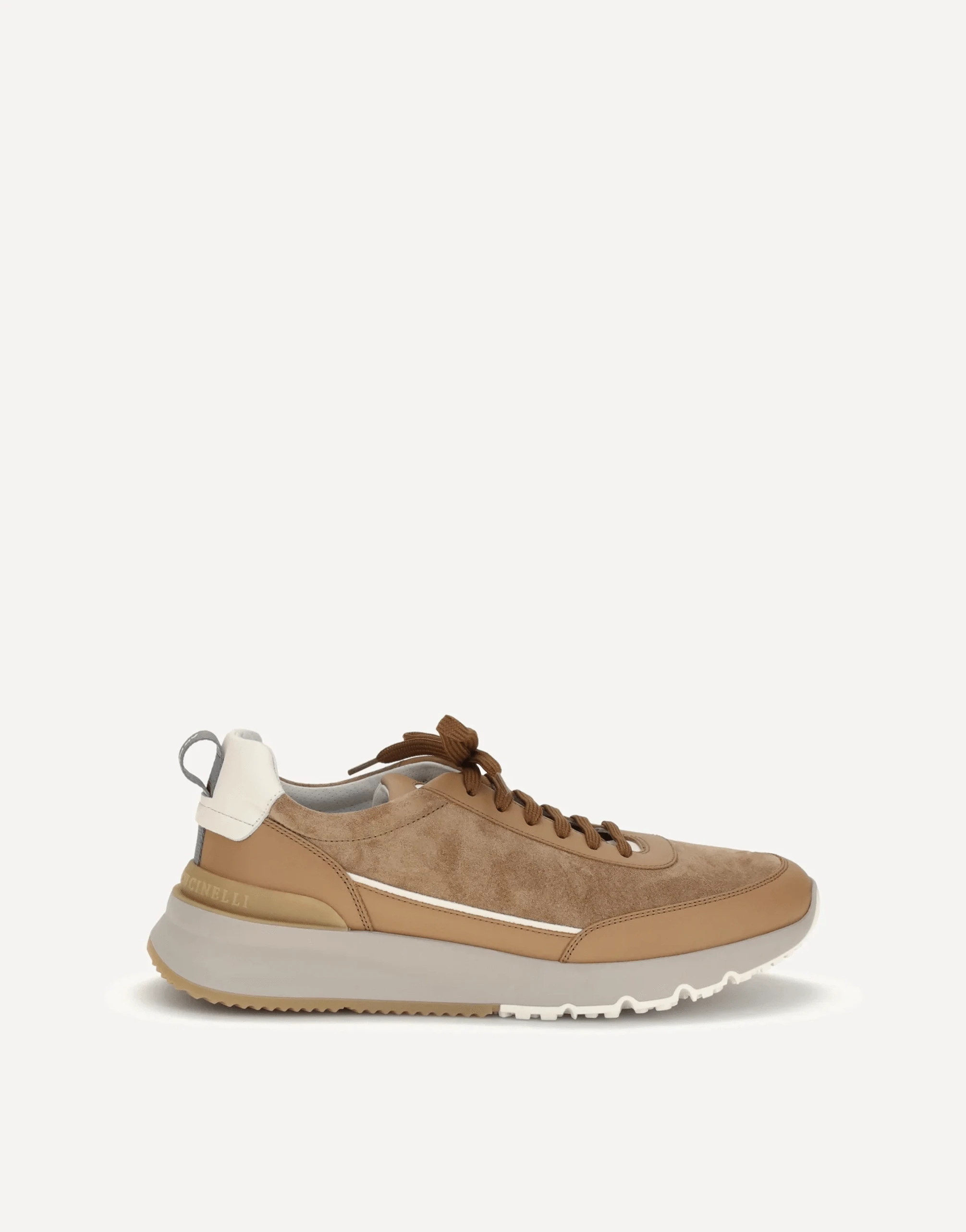 Brunello Cucinelli Brown Washed Suede Leather Sneakers