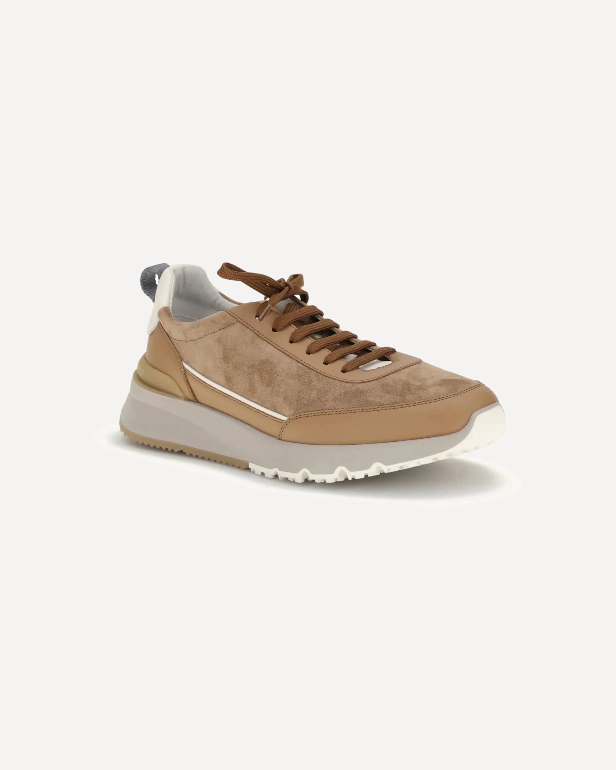 Brunello Cucinelli Brown Washed Suede Leather Sneakers