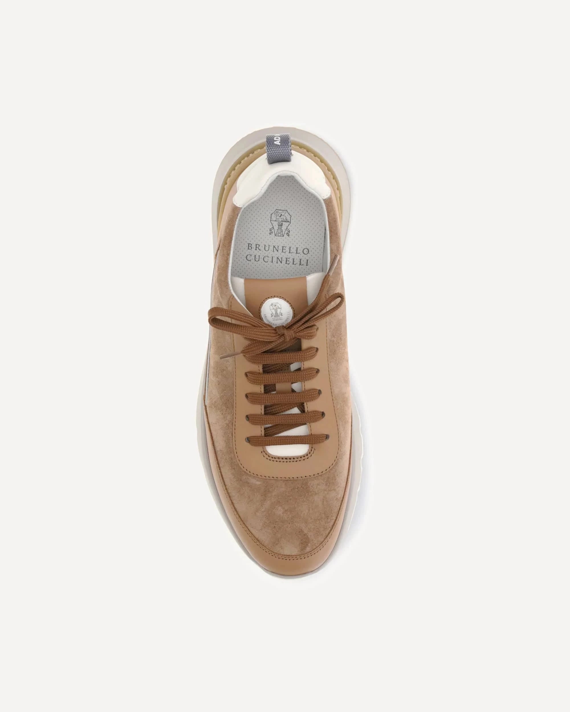 Brunello Cucinelli Brown Washed Suede Leather Sneakers