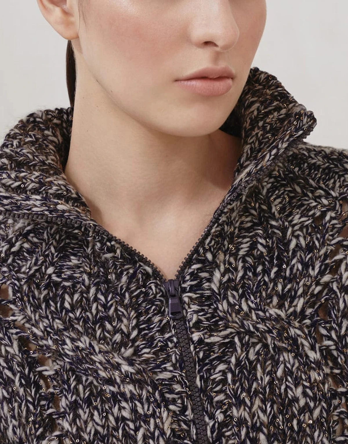 Brunello Cucinelli Chiné Cable Knit Dazzling Cardigan