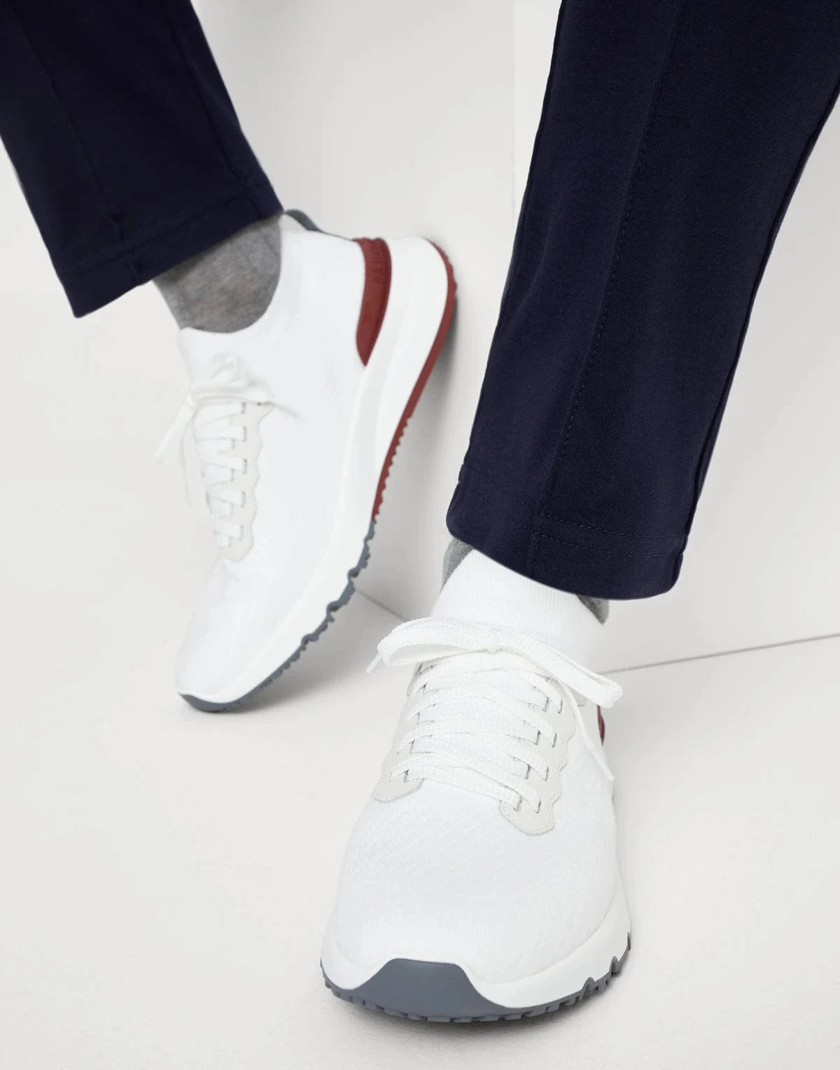 Brunello Cucinelli Cotton Knit Leather Sneakers