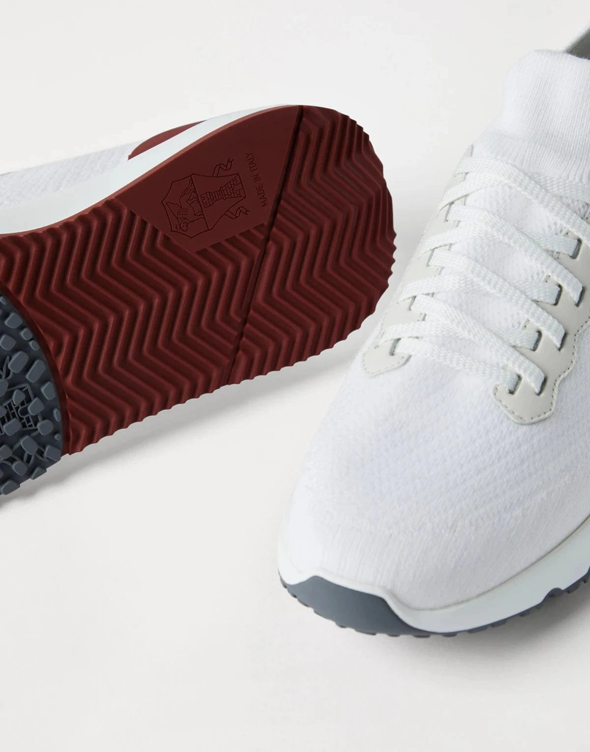 Brunello Cucinelli Cotton Knit Leather Sneakers