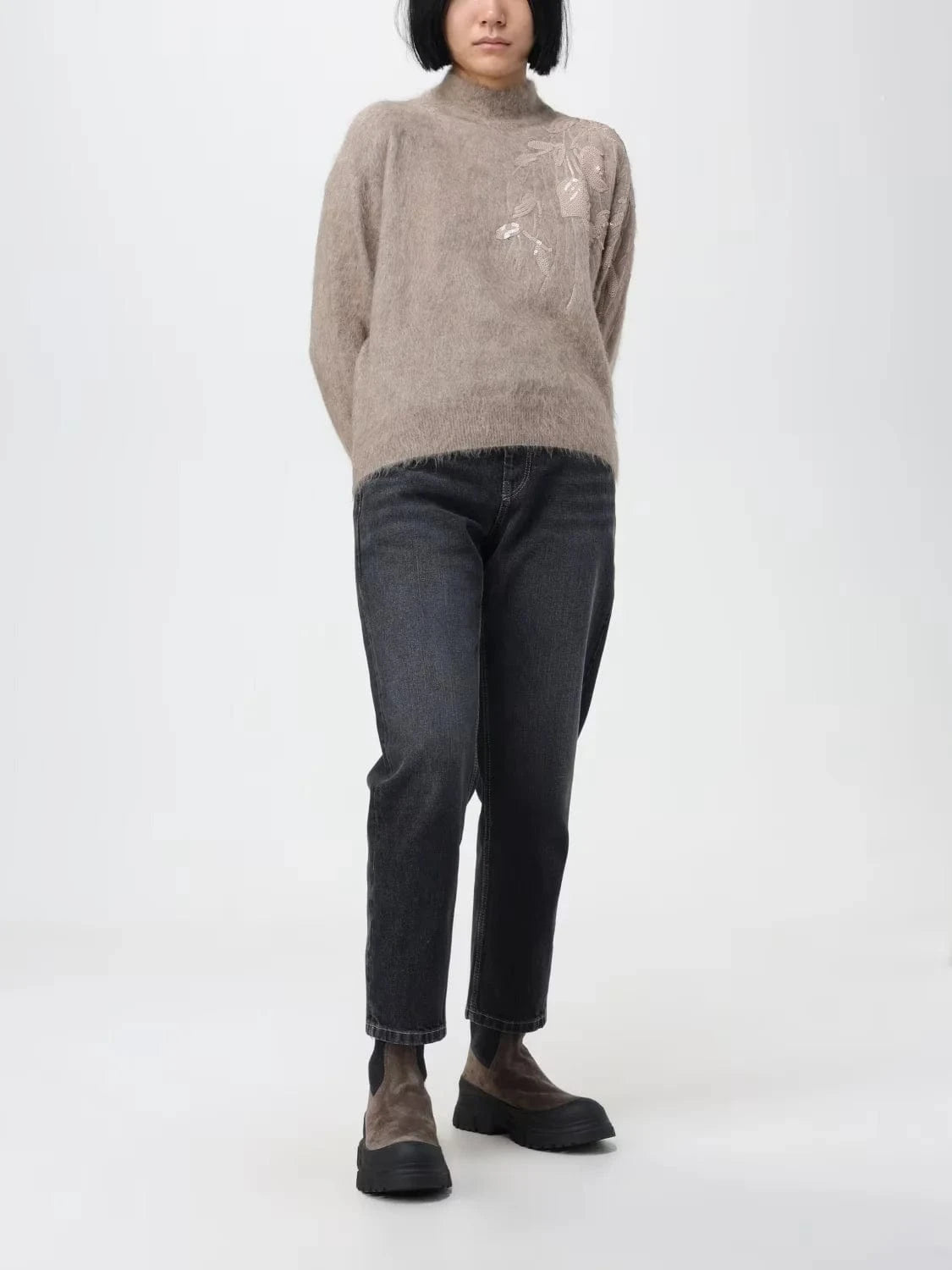 Brunello Cucinelli Dazzling Ramage Embroidery Sweater