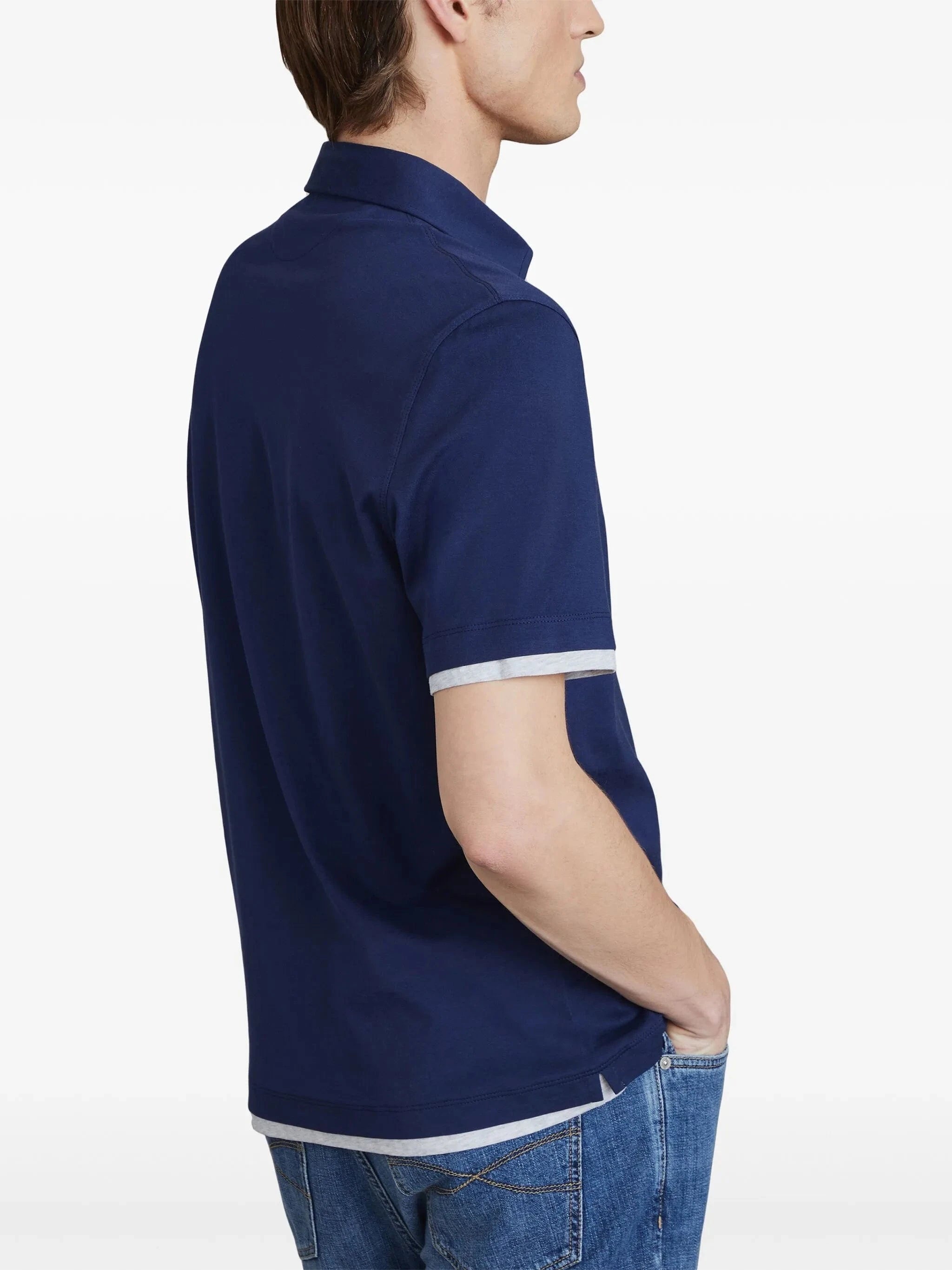 Brunello Cucinelli Faux-Layering Cotton Jersey Polo Shirt