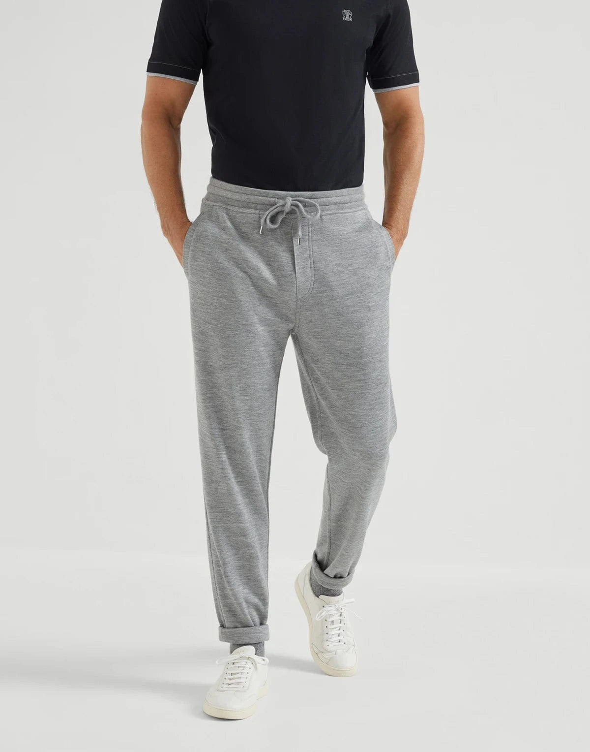 Brunello Cucinelli Grey Cashmere-Silk Blend Track Pants