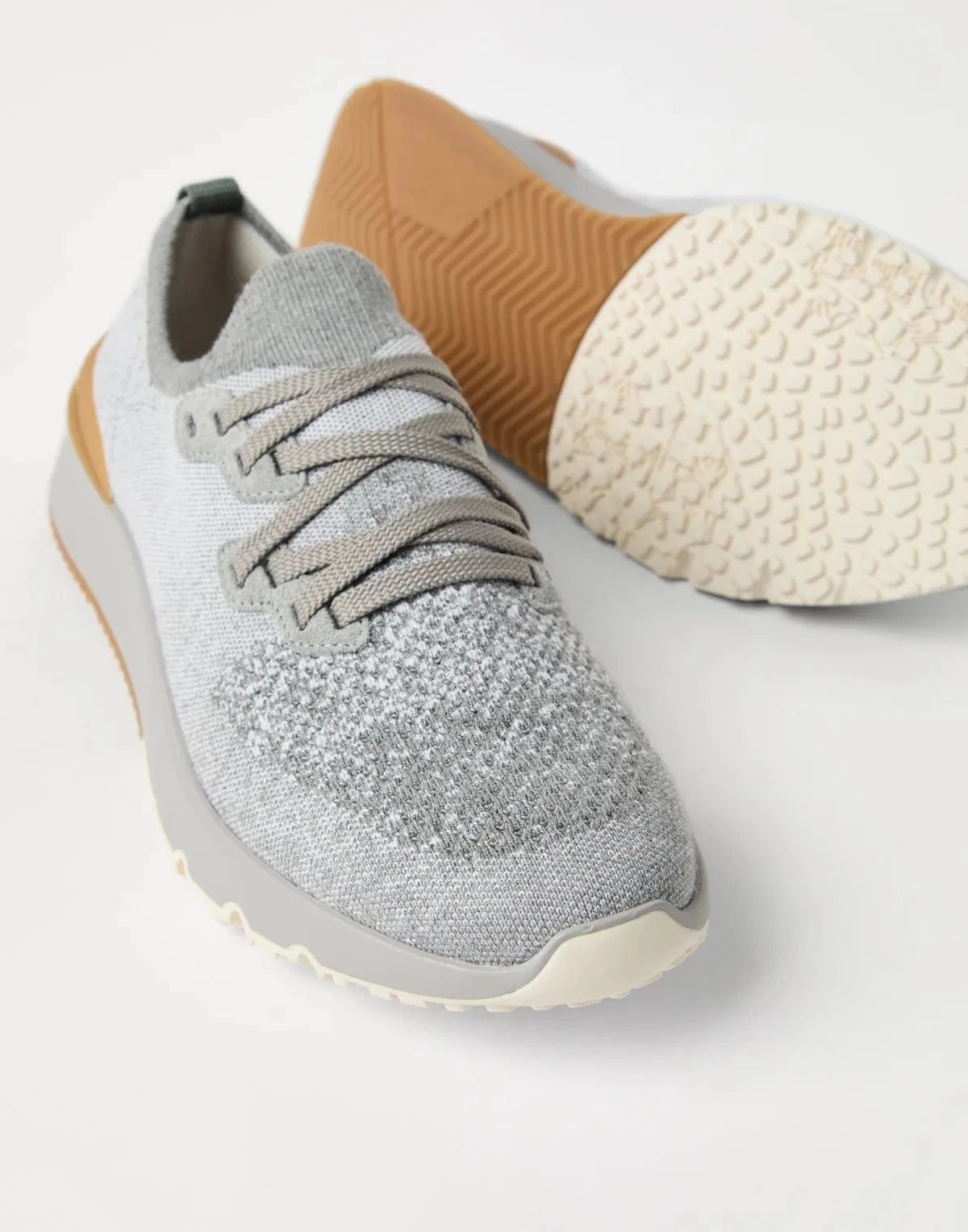 Brunello Cucinelli Grey Cotton Chiné Knit Sneakers