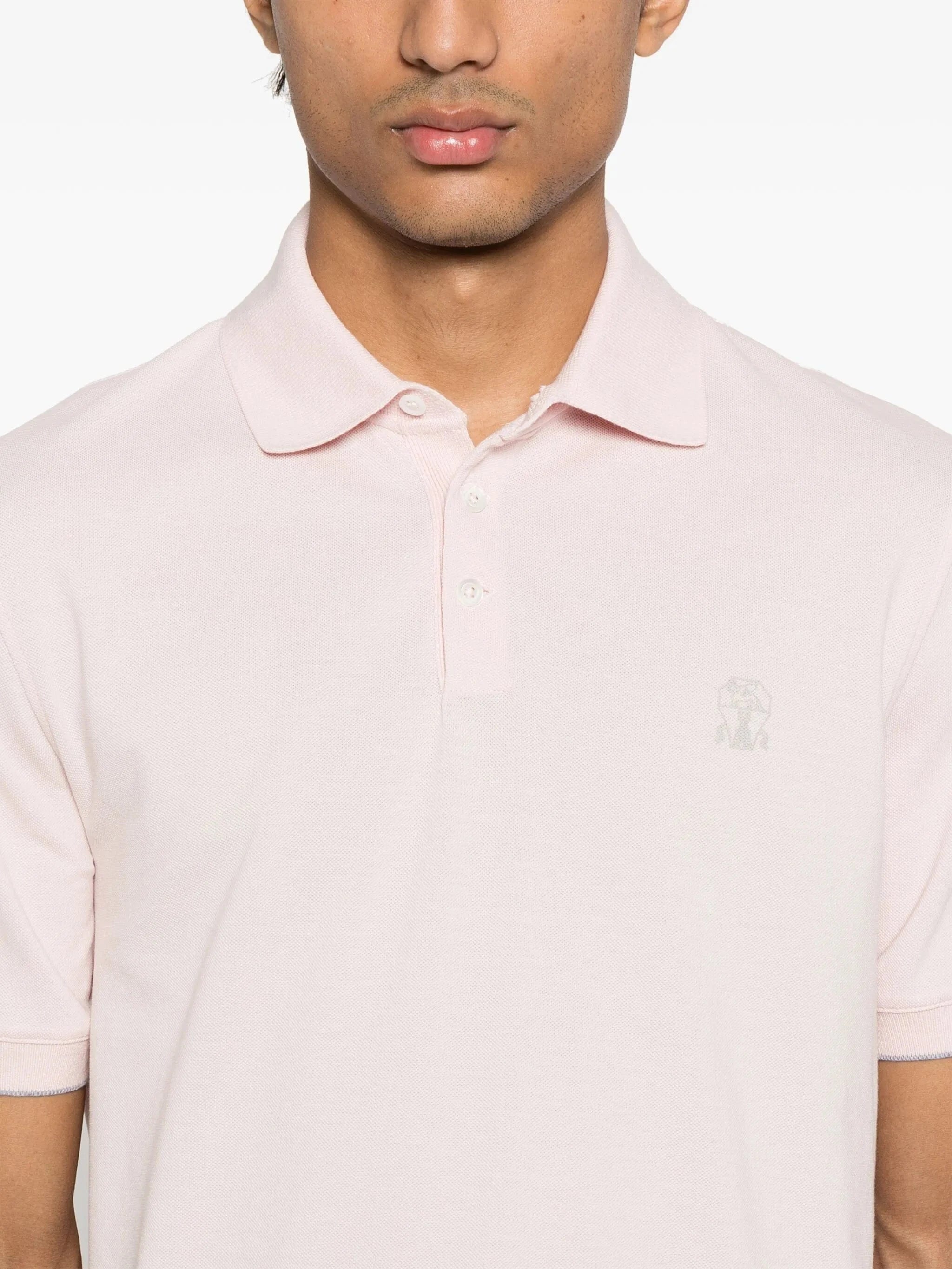 Brunello Cucinelli Pink Cotton Logo Polo shirt