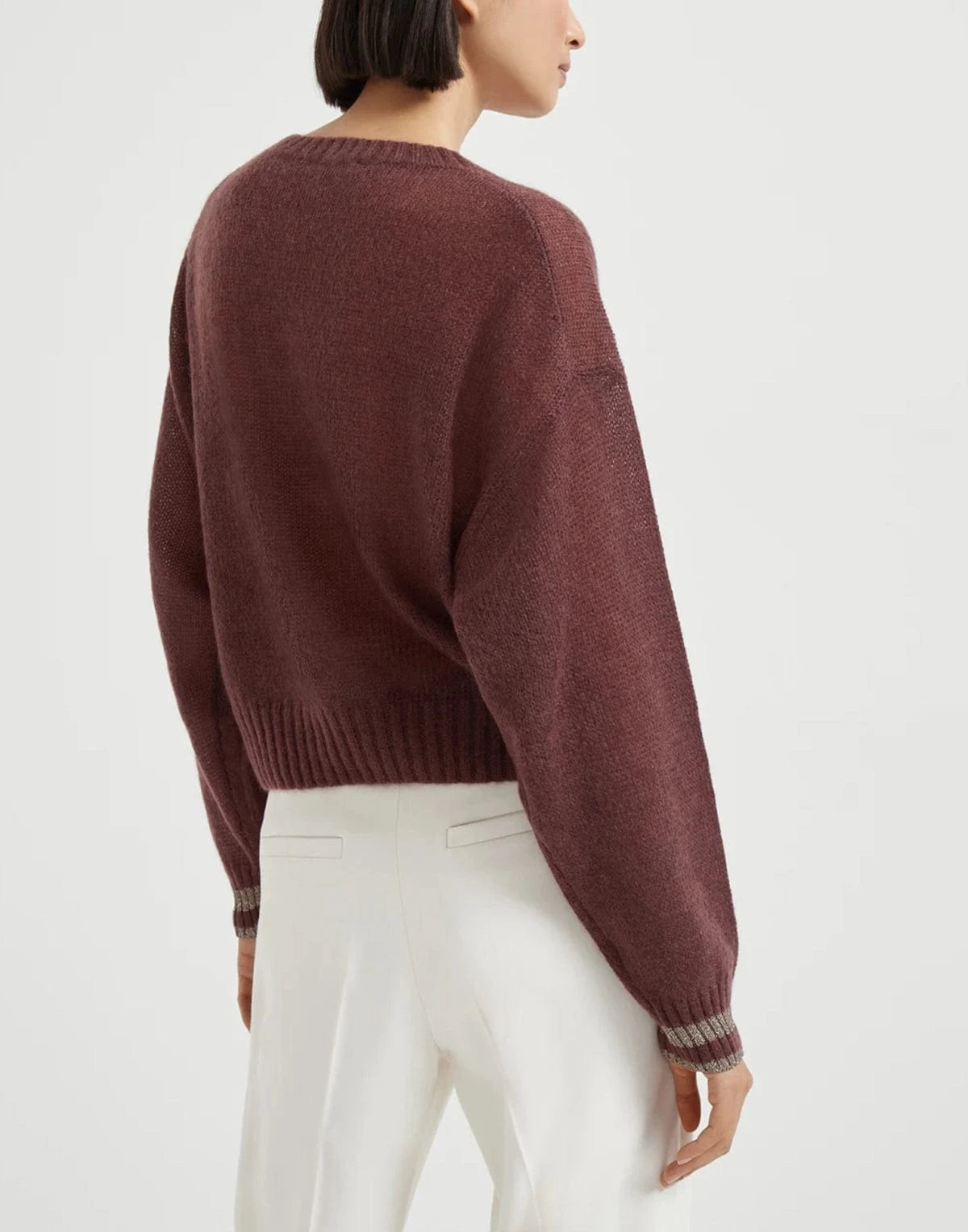 Brunello Cucinelli Sparkling Striped Cuffs Sweater