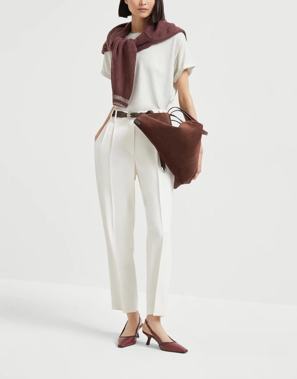 Brunello Cucinelli Sparkling Striped Cuffs Sweater