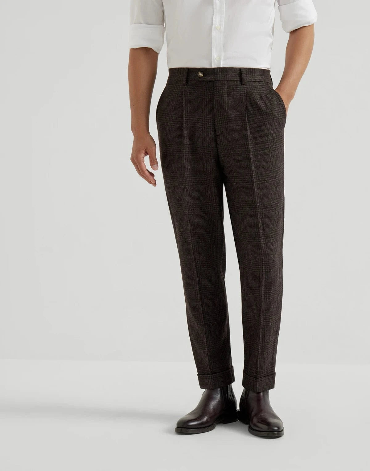 Brunello Cucinelli Tone-On-Tone Prince Of Wales Trousers