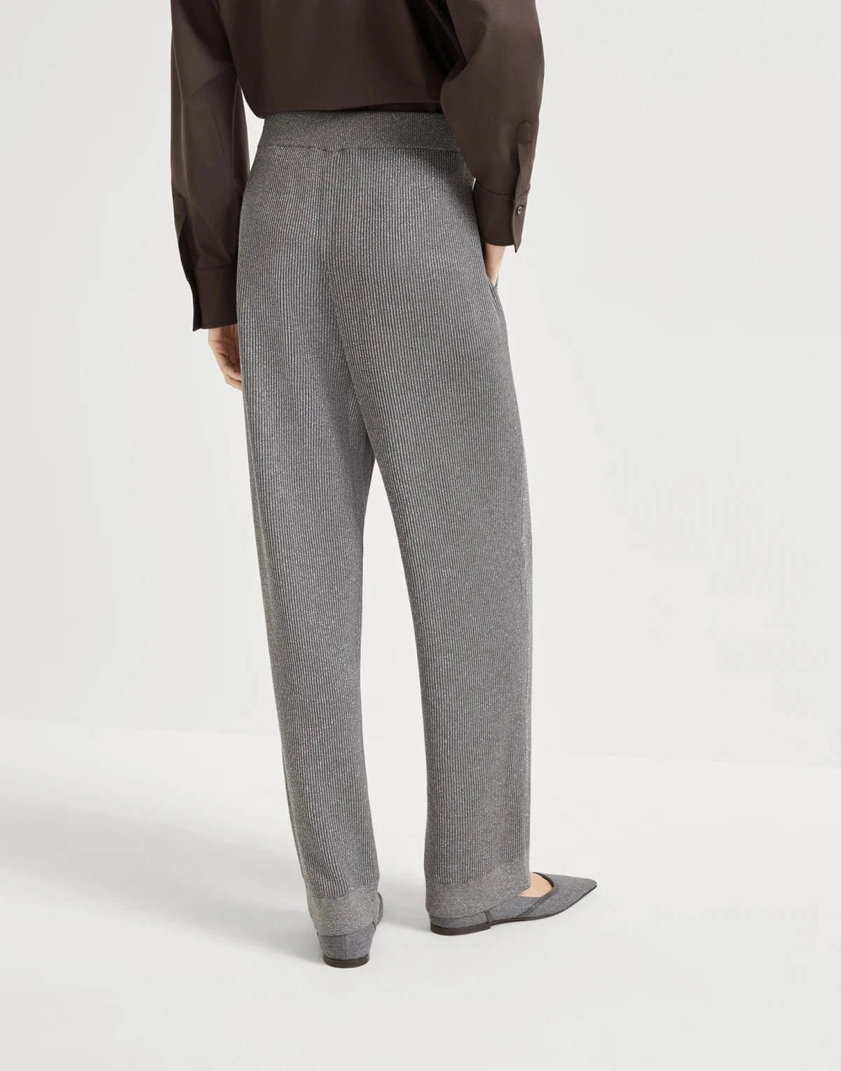 Brunello Cucinelli Vanisé Sparkling Rib Knit Trousers