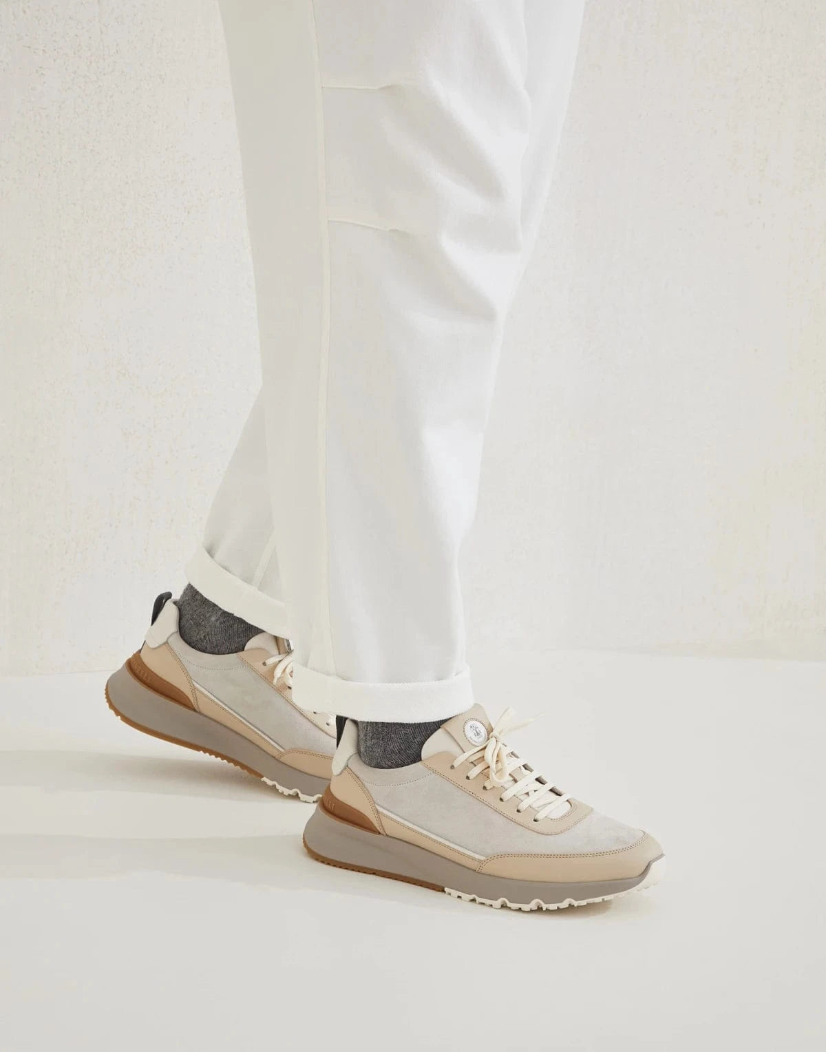 Brunello Cucinelli Washed Suede Semi-Polished Sneakers