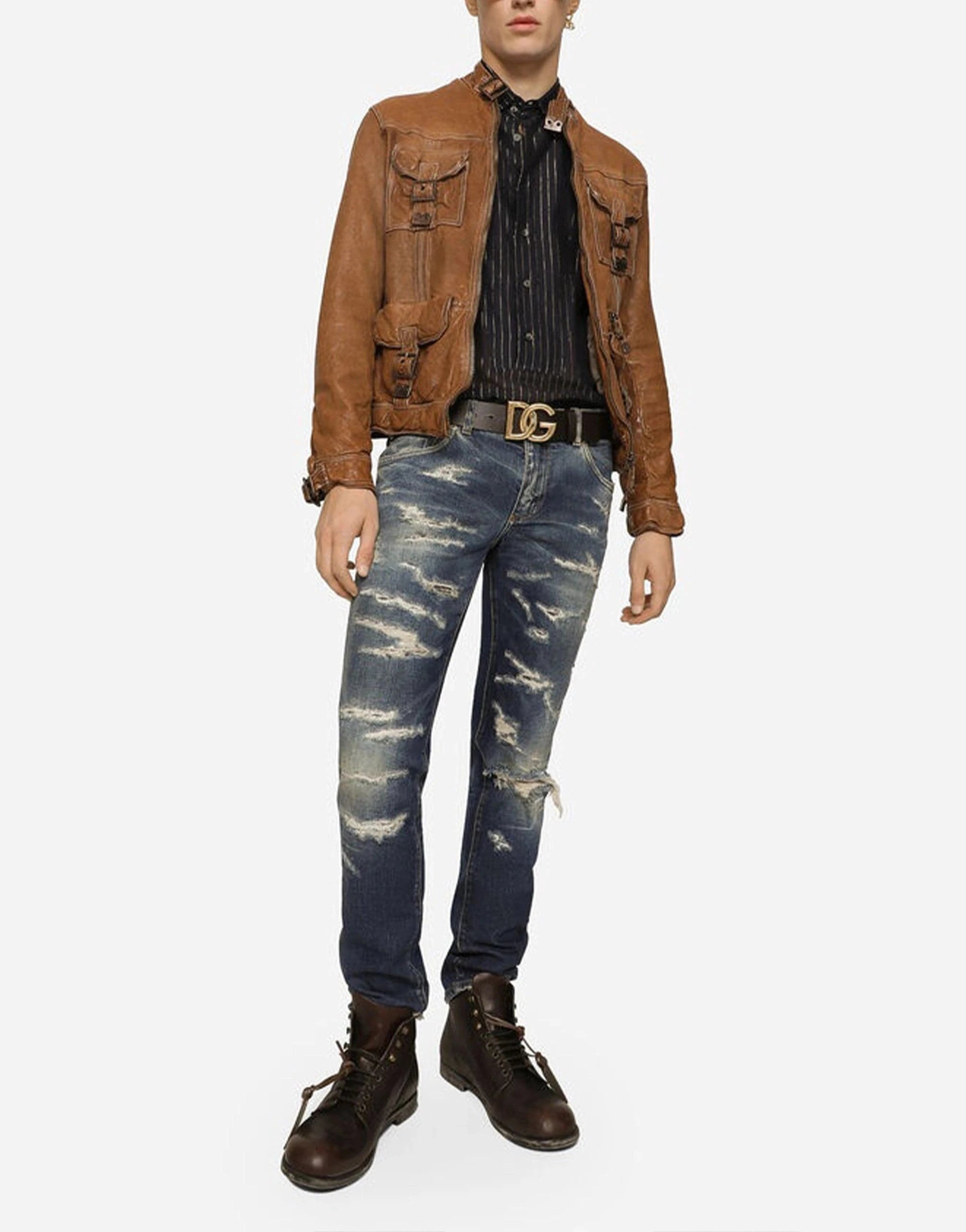 Dolce 
Gabbana Abrasion Details Skinny Stretch Denim Jeans