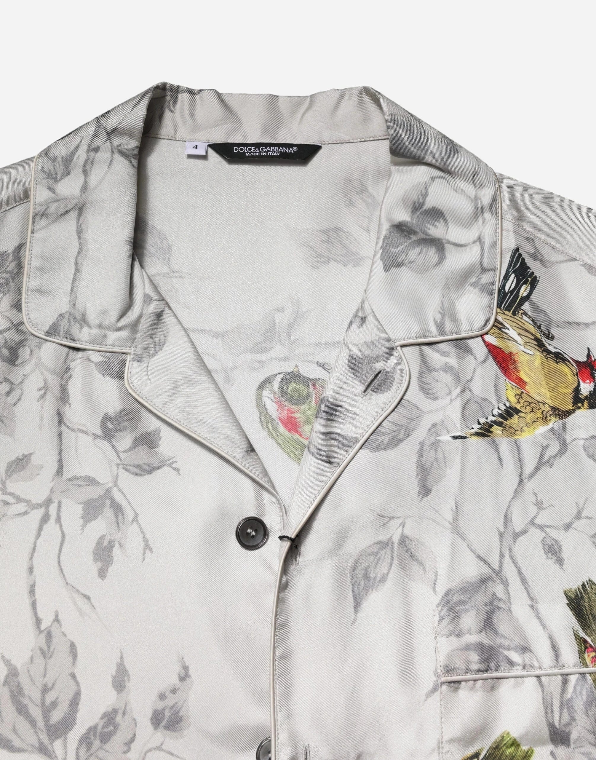 Dolce
Gabbana Bird-Print Silk Pyjama Shirt