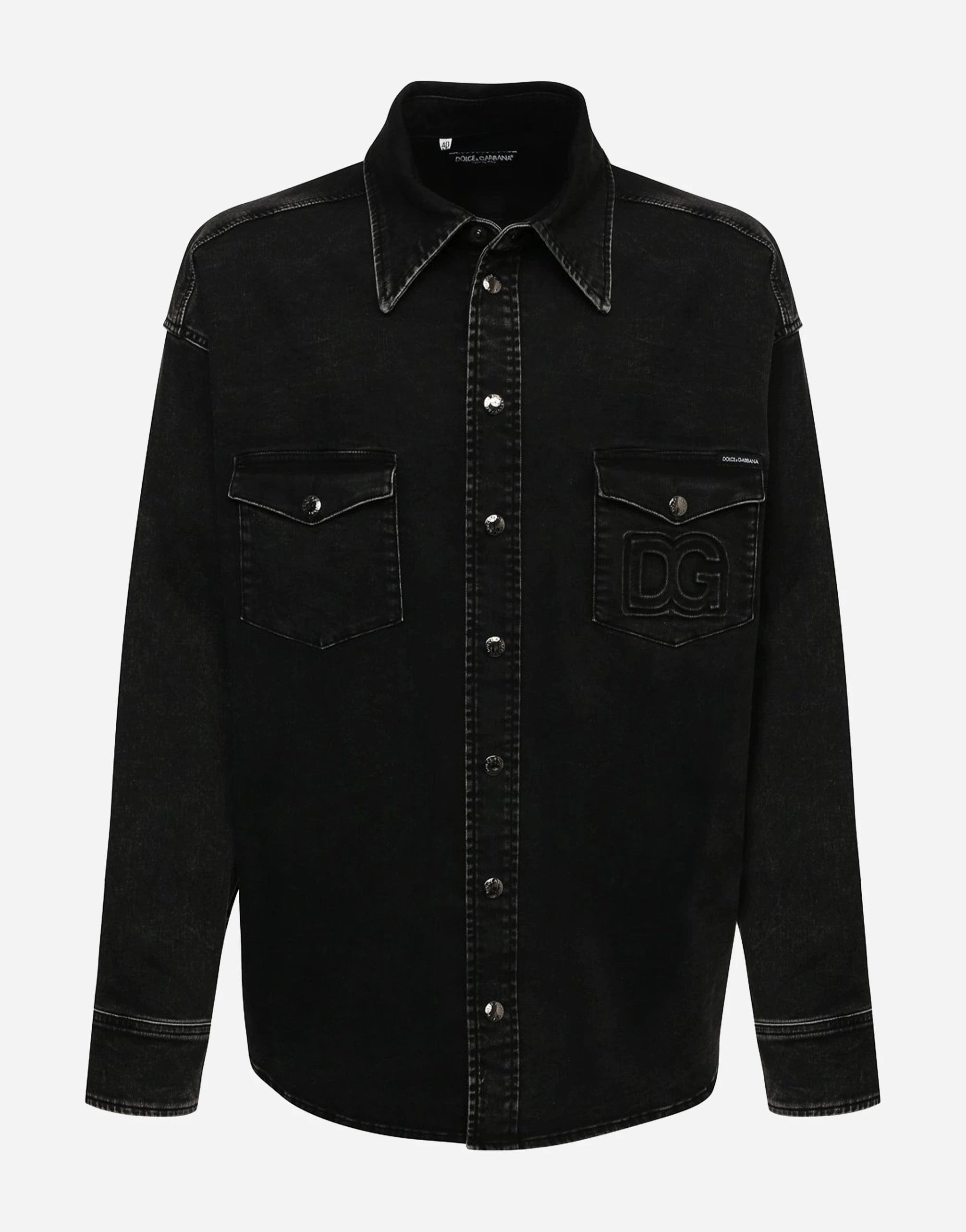 Dolce 
Gabbana Black Denim Logo Shirt