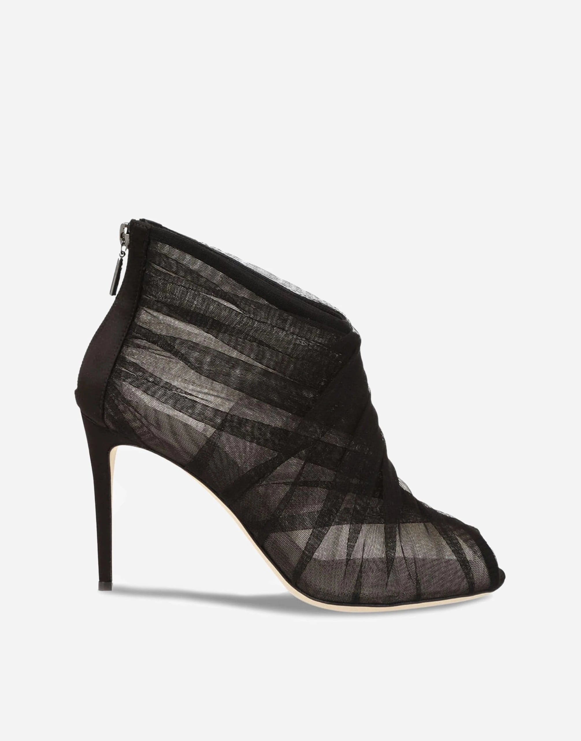 Dolce
Gabbana Black Stretch Tulle Open-Toe Booties