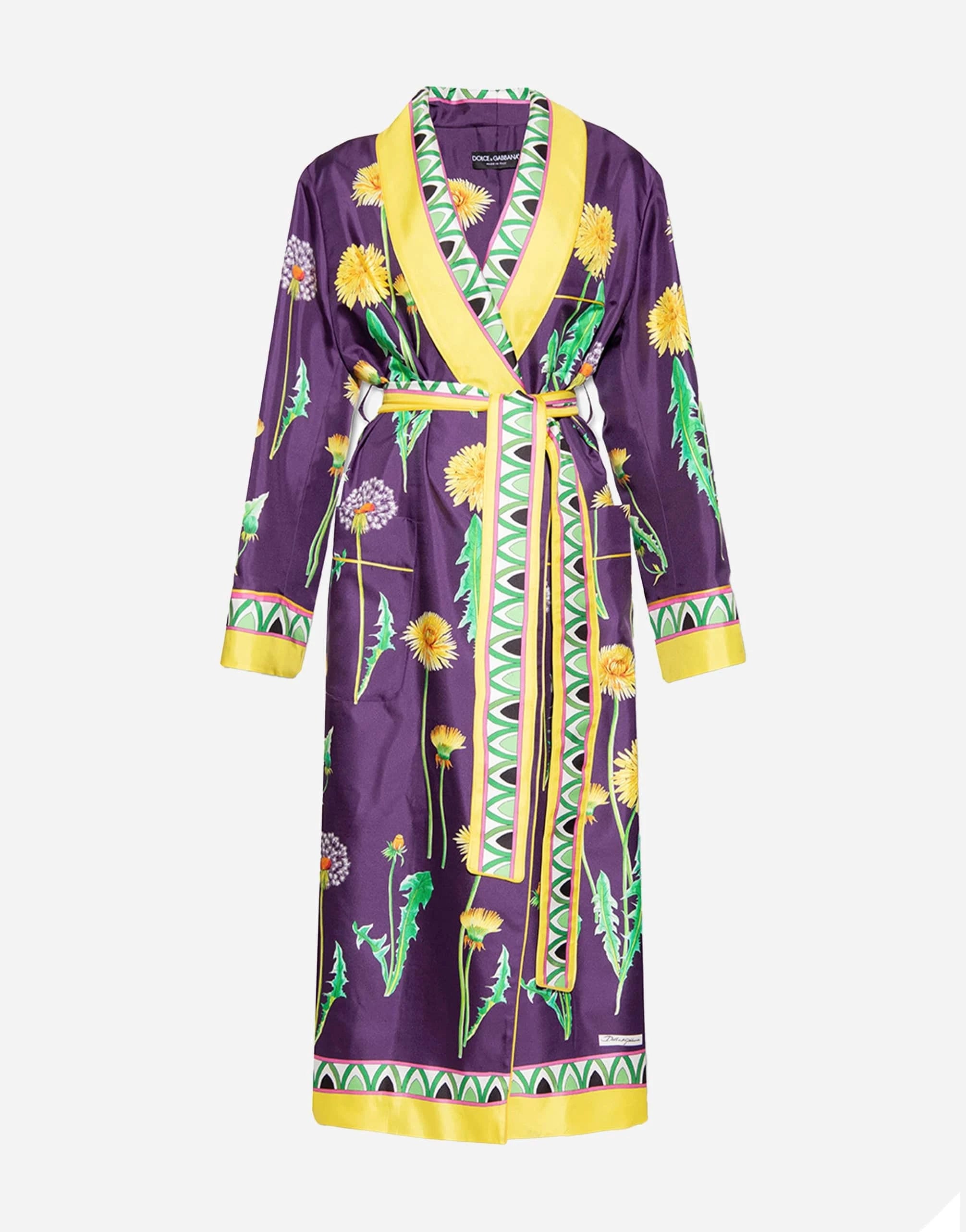 Dolce
Gabbana Blue Floral-Print Silk Robe