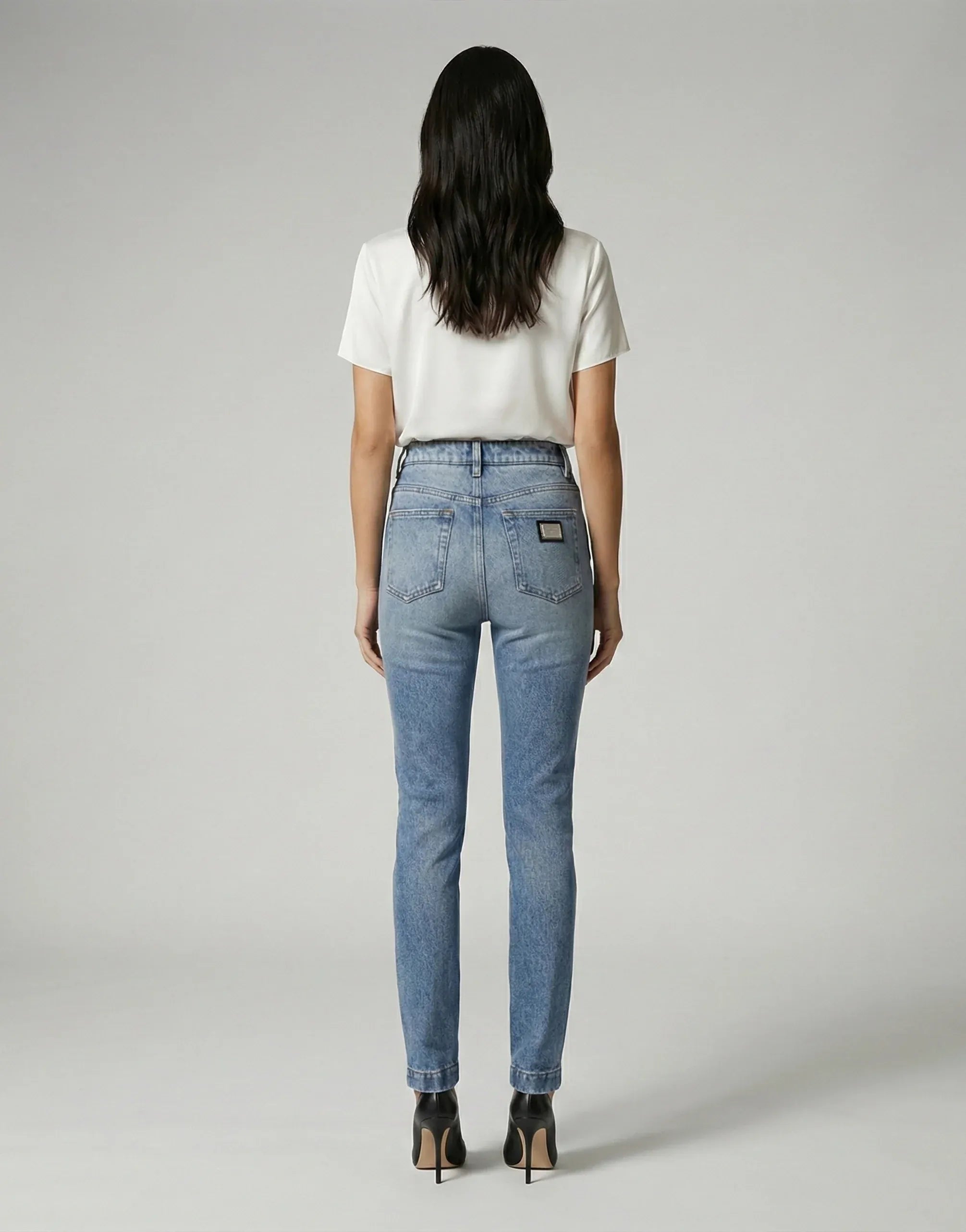 Dolce
Gabbana Blue Skinny High-Waist Denim Jeans