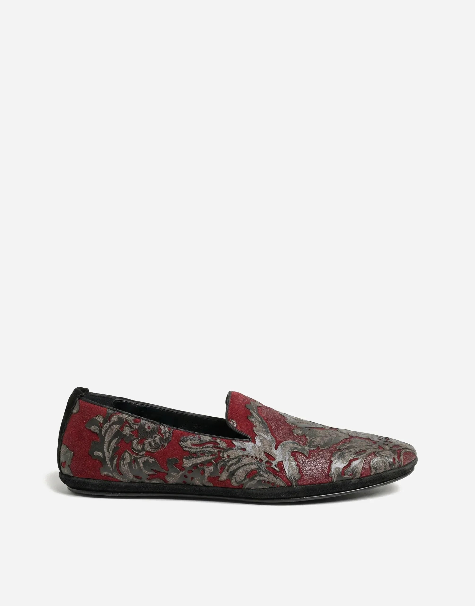 Dolce
Gabbana Bordeaux Jacquard Slip-On Loafers