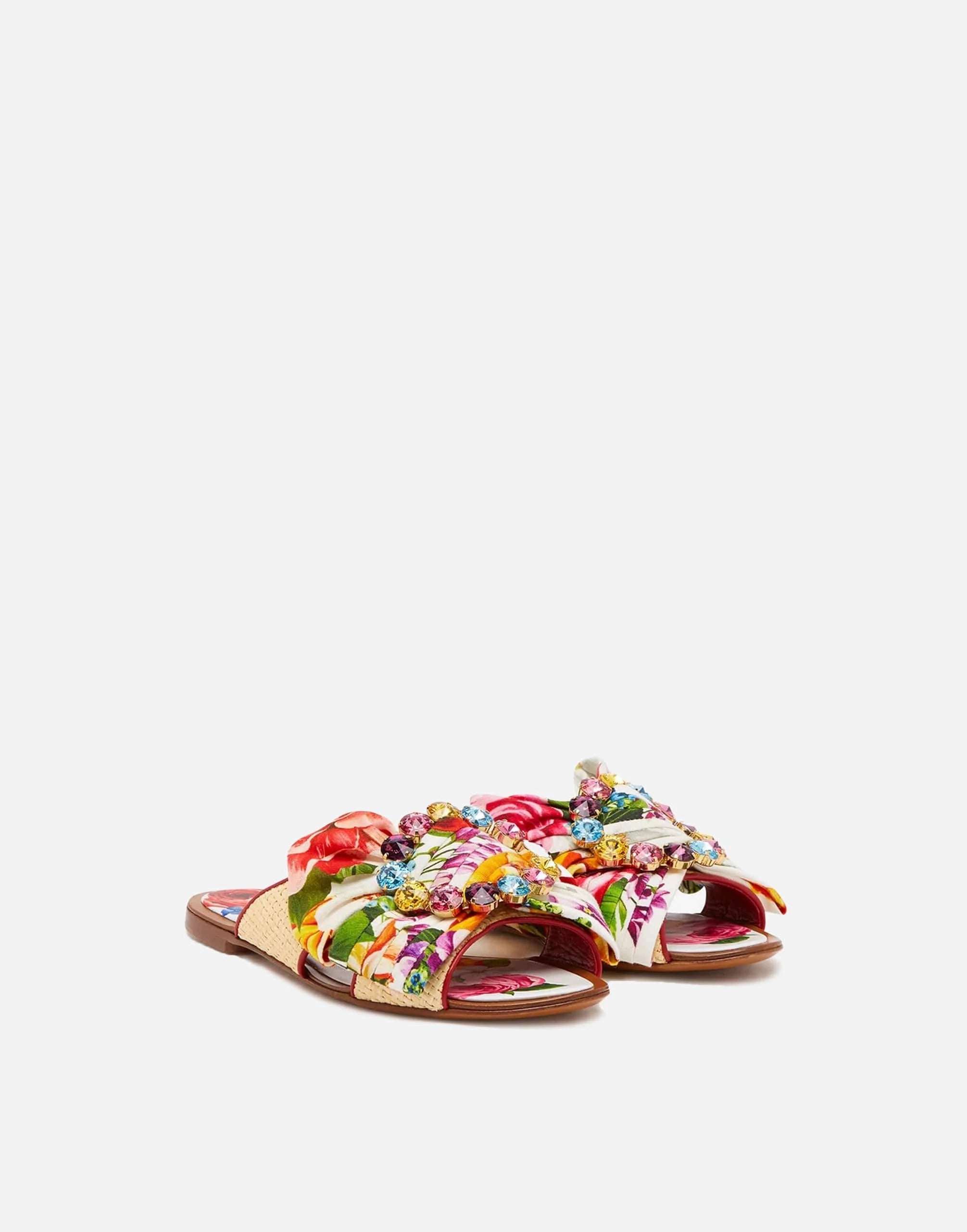 Dolce
Gabbana Braided Raffia Embellished Slides