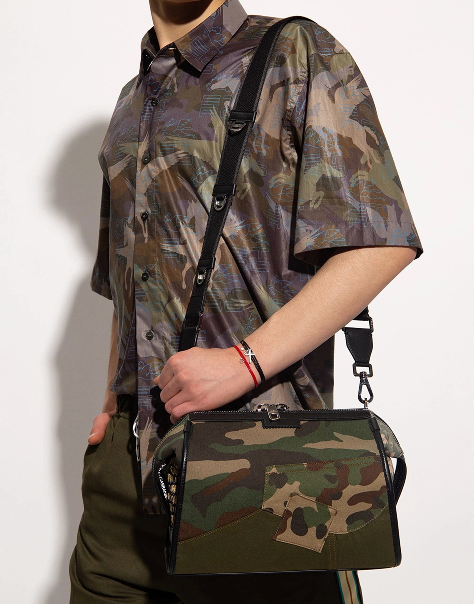 Dolce
Gabbana Camouflage-Printed Zipped Crossbody Bag