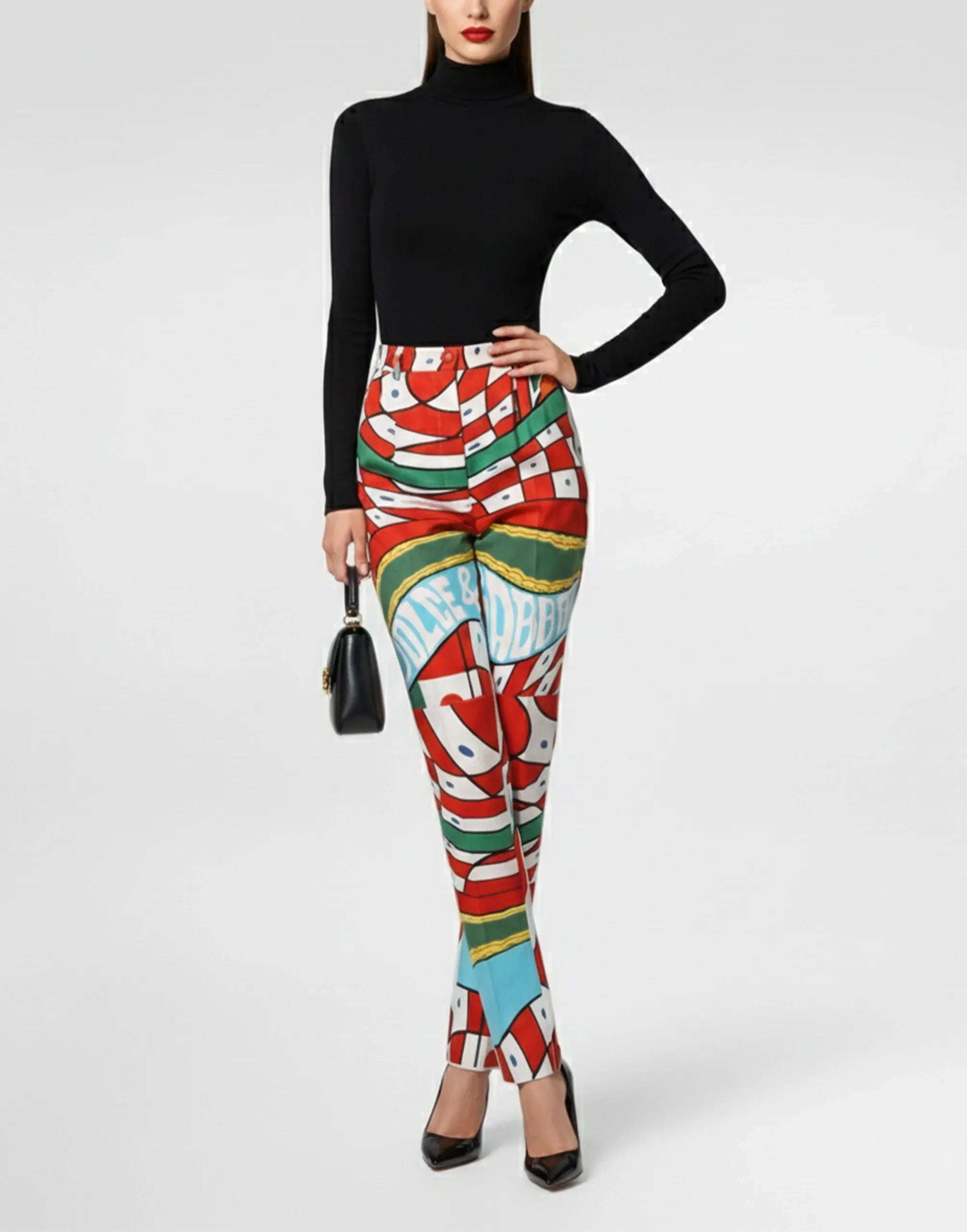 Dolce
Gabbana Carreto-Print Straight-Leg Pants