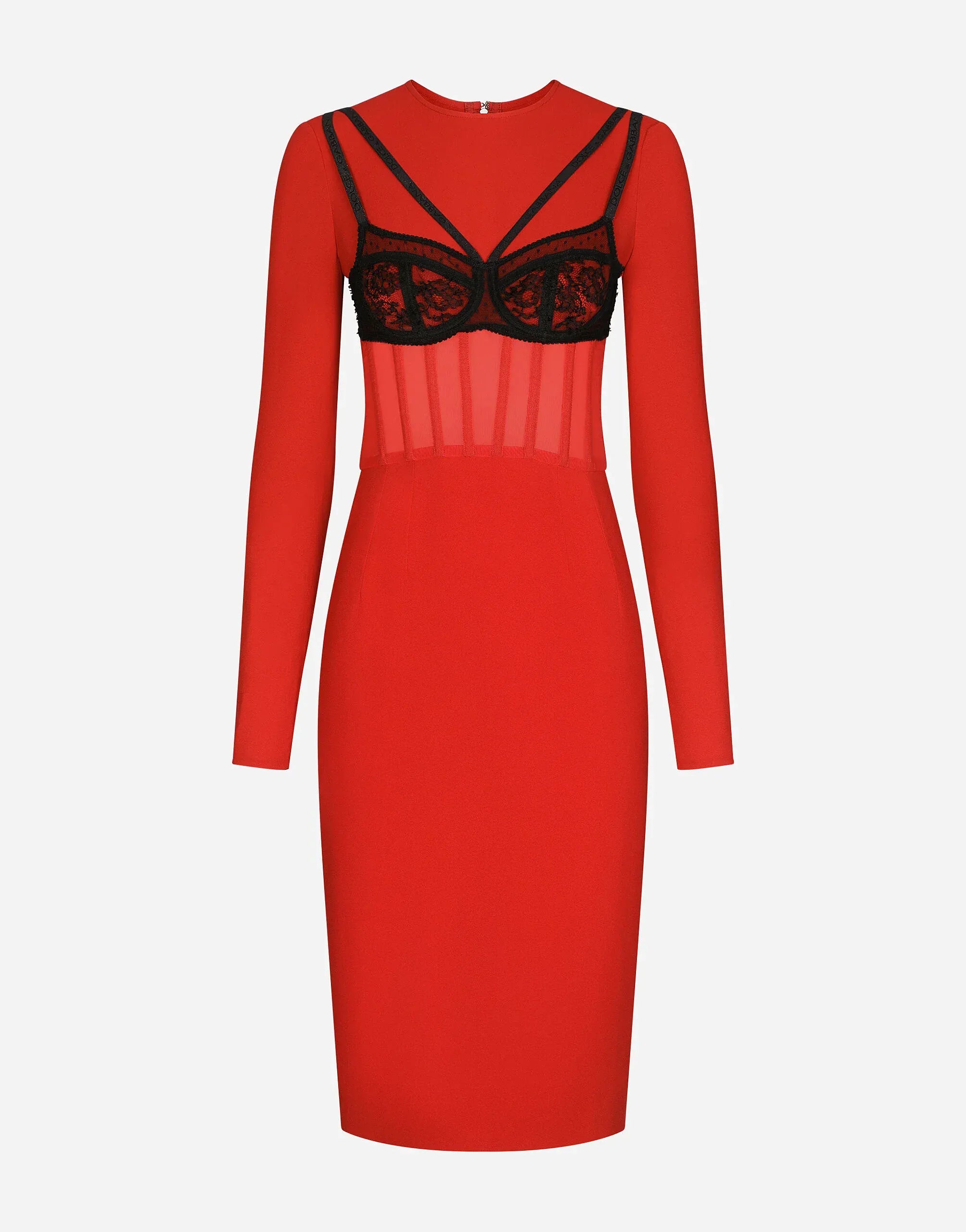 Dolce
Gabbana Contrasting Bra Detail Cady Midi Dress