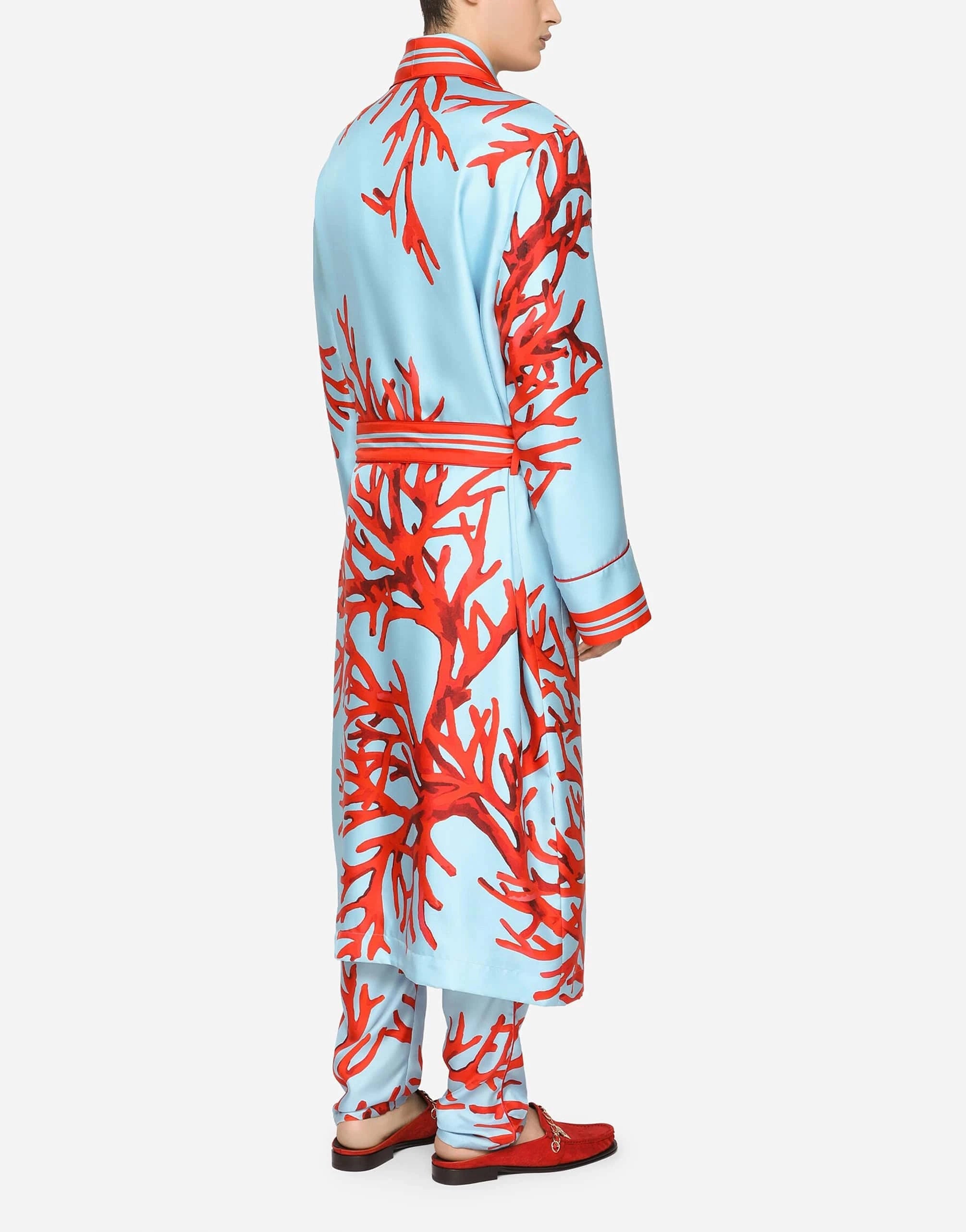 Dolce
Gabbana Coral-Print Silk Robe