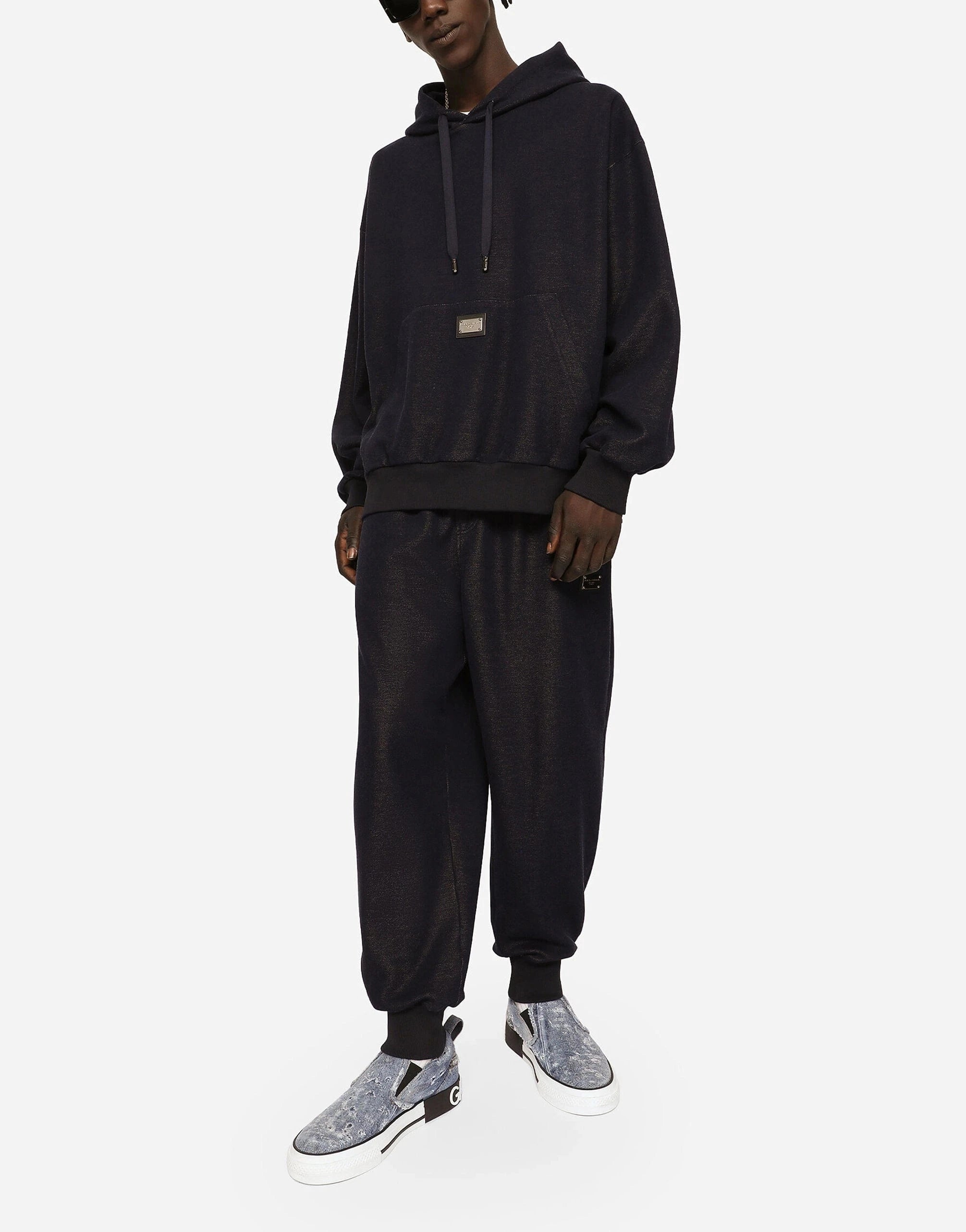 Dolce 
Gabbana Denim-Effect Logo Jersey Jogging Pants