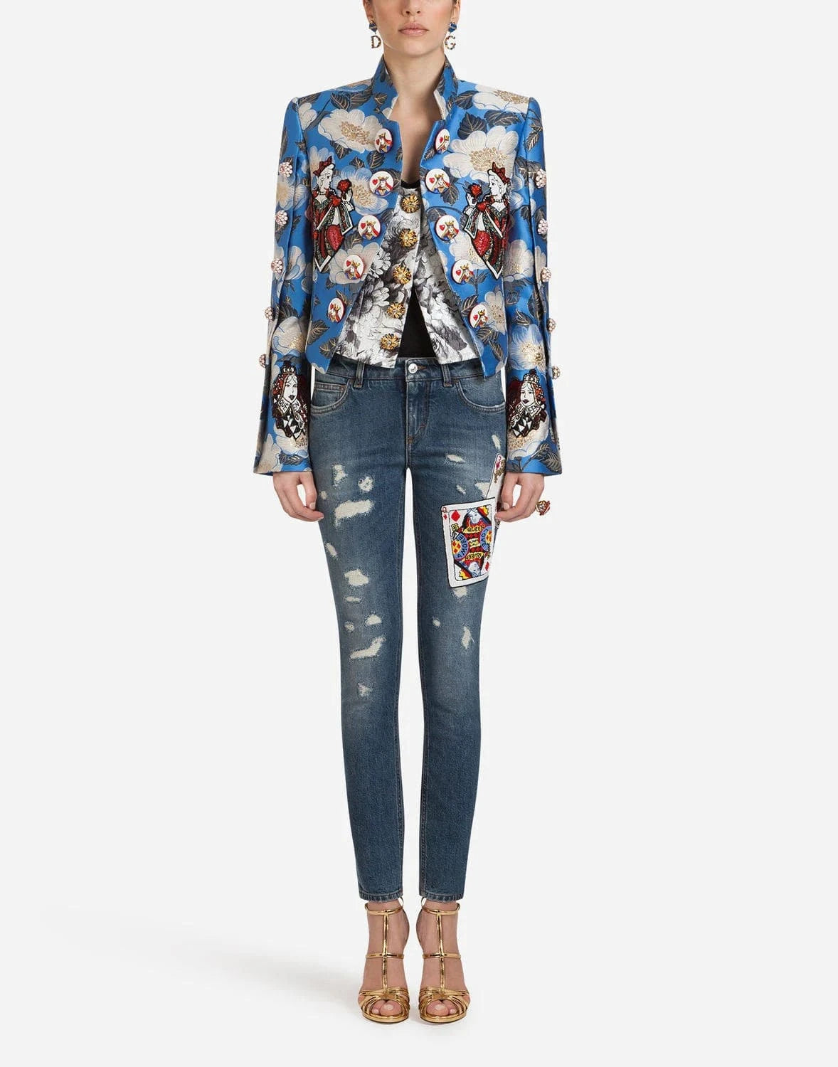 Dolce
Gabbana Denim Pretty Fit Cards-Embellished Jeans