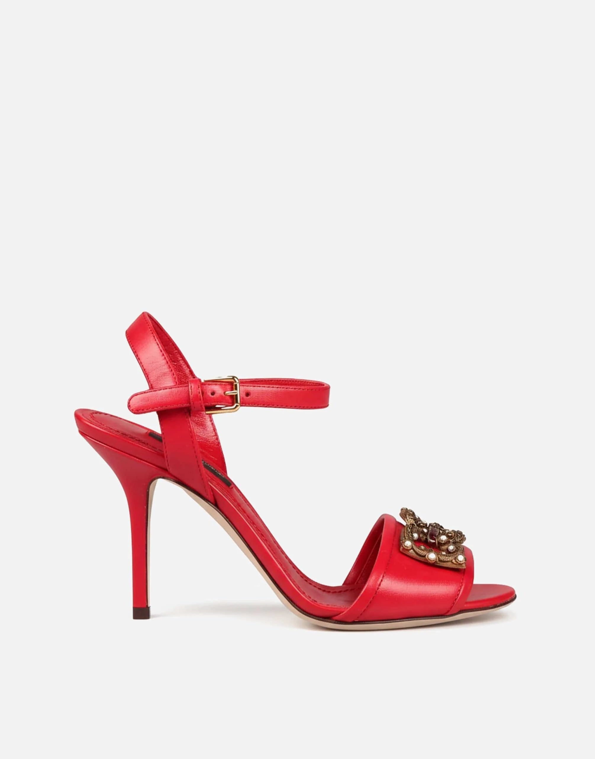 Dolce 
Gabbana DG Amore Logo Leather Sandals