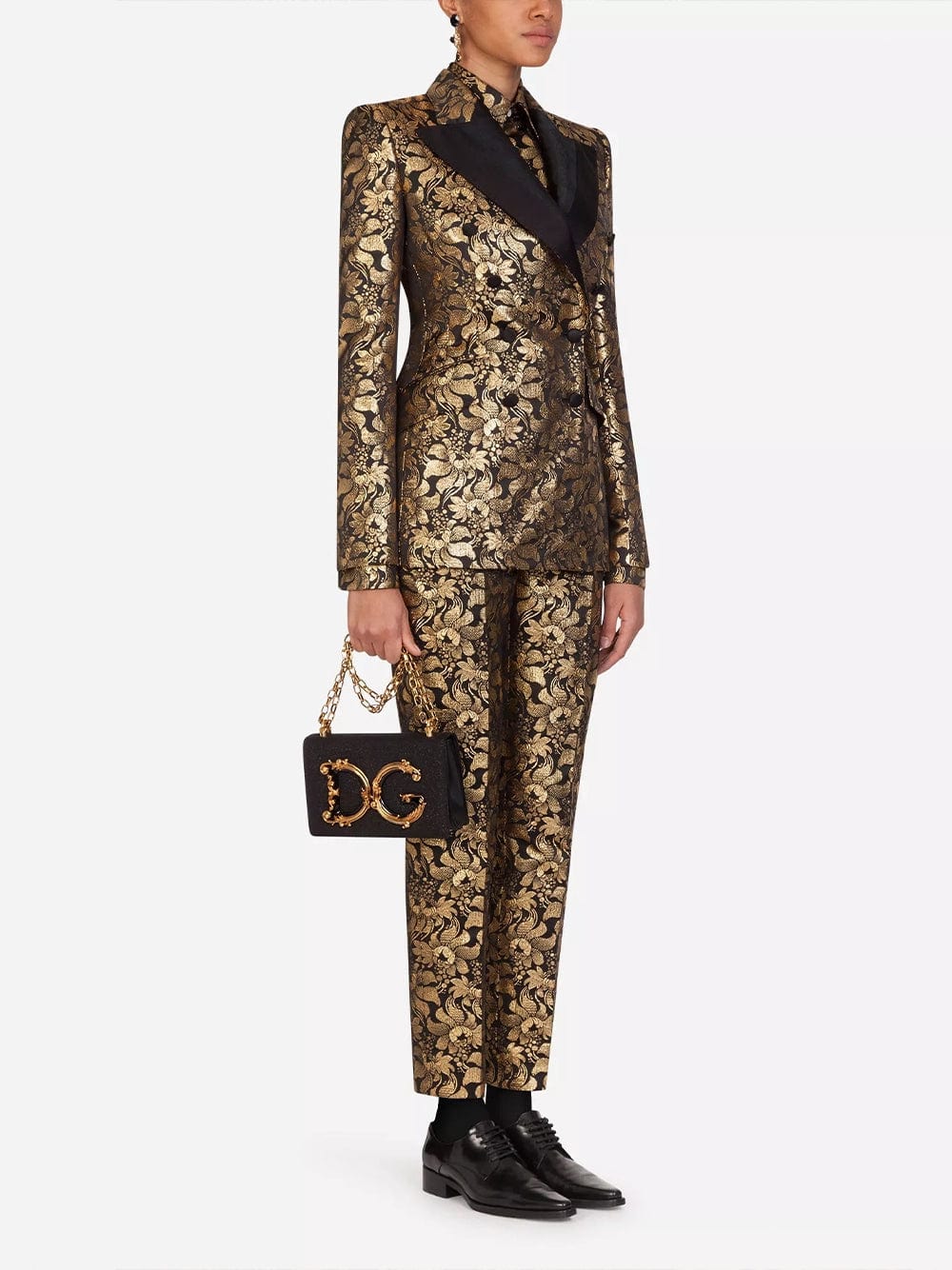 Dolce
Gabbana Double-Breasted Lamé Jacquard Jacket