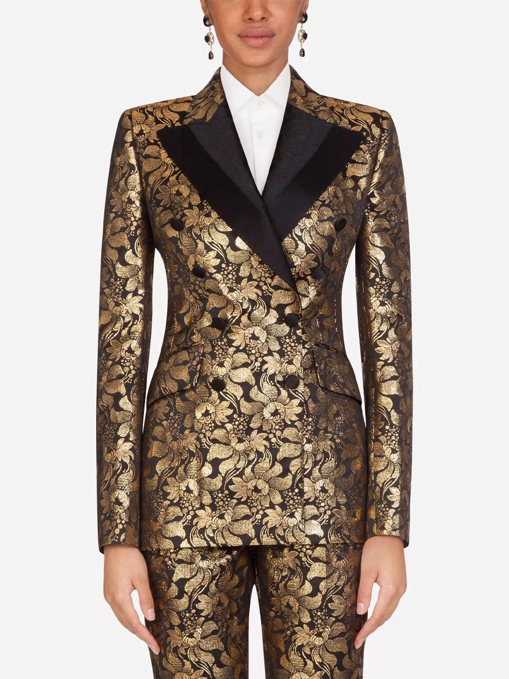 Dolce
Gabbana Double-Breasted Lamé Jacquard Jacket