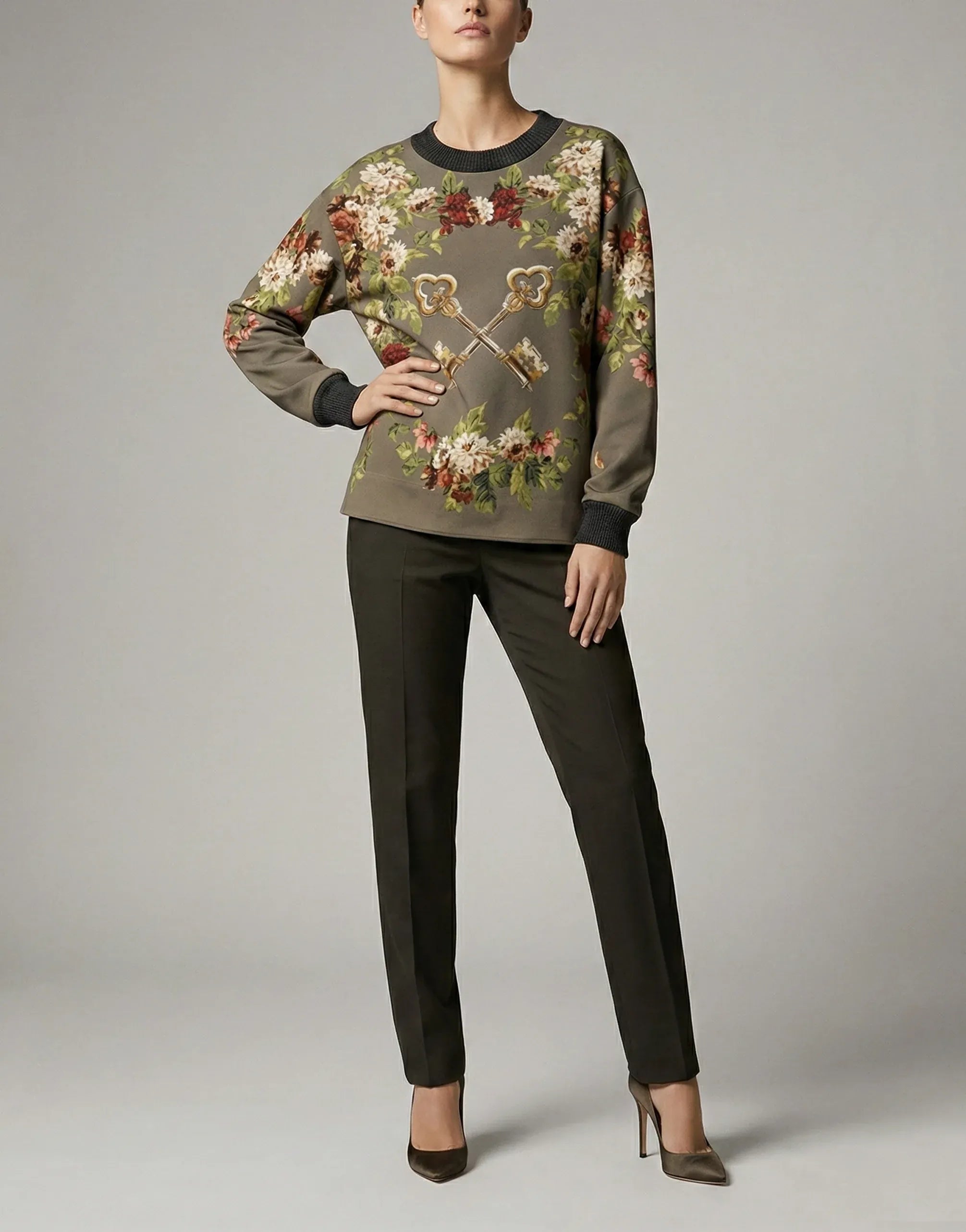 Dolce
Gabbana Enchanted Sicily Print Silk Sweater
