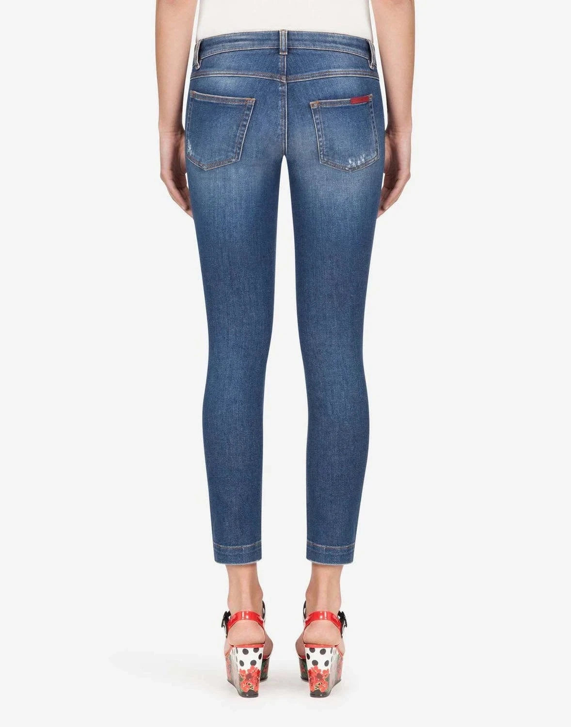 Dolce
Gabbana Floral Appliqué Skinny Jeans