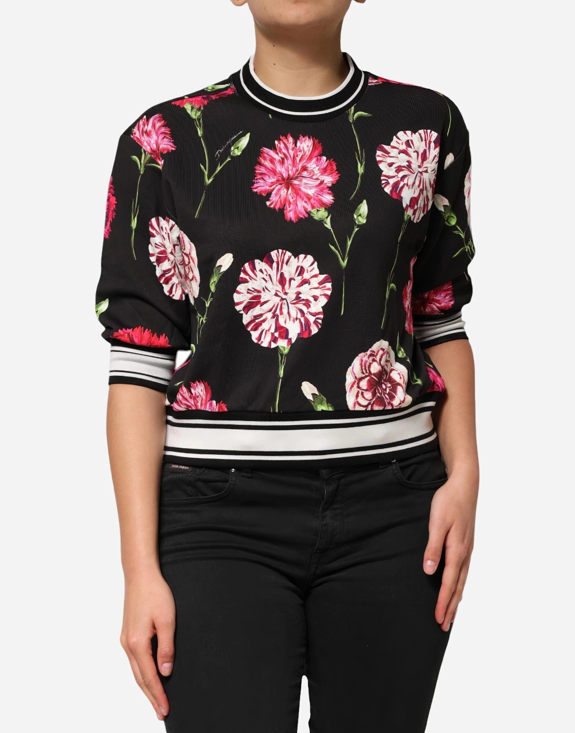 Dolce
Gabbana Floral-Print Cotton Sweater