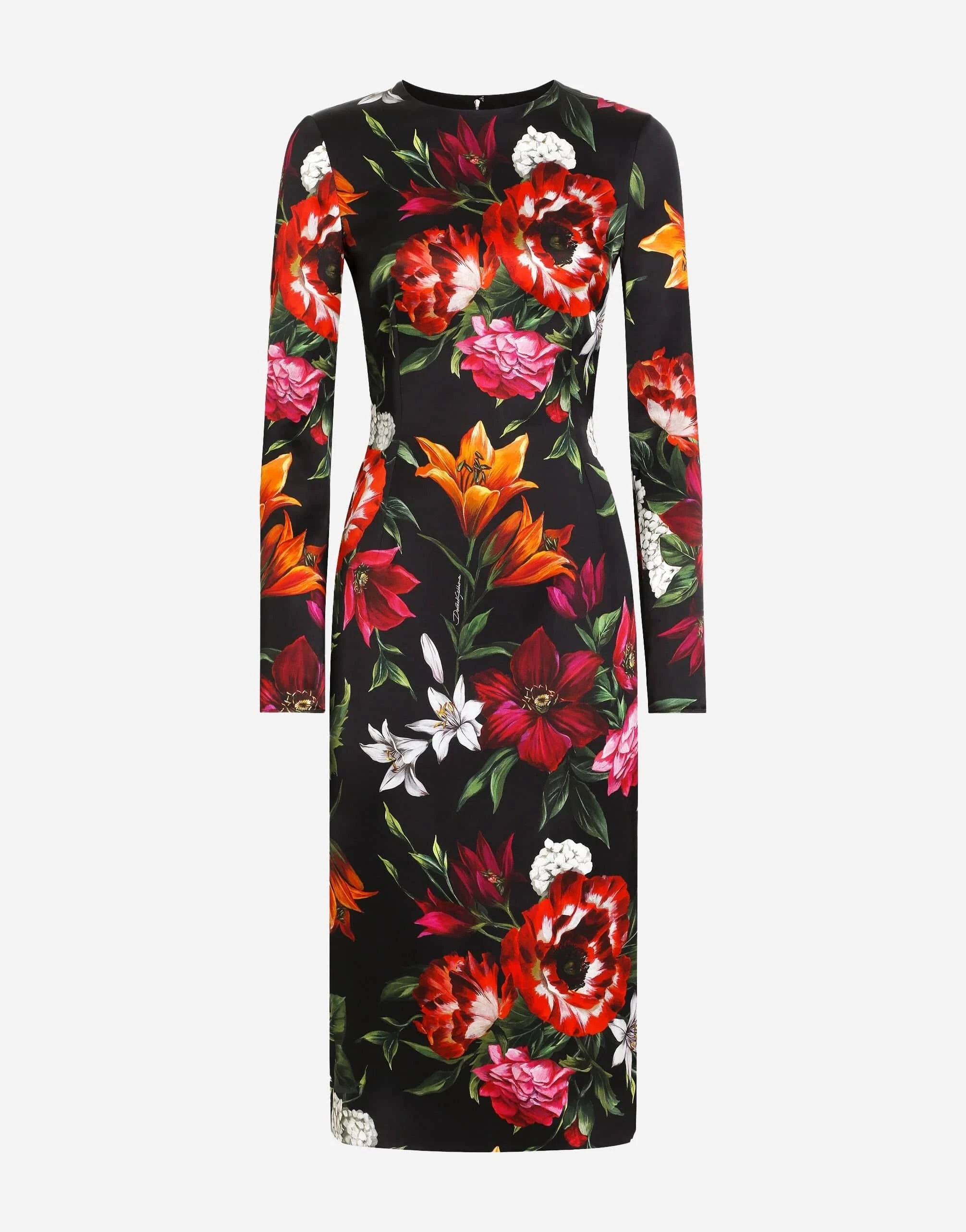 Dolce
Gabbana Floral-Print Satin Fitted Dress