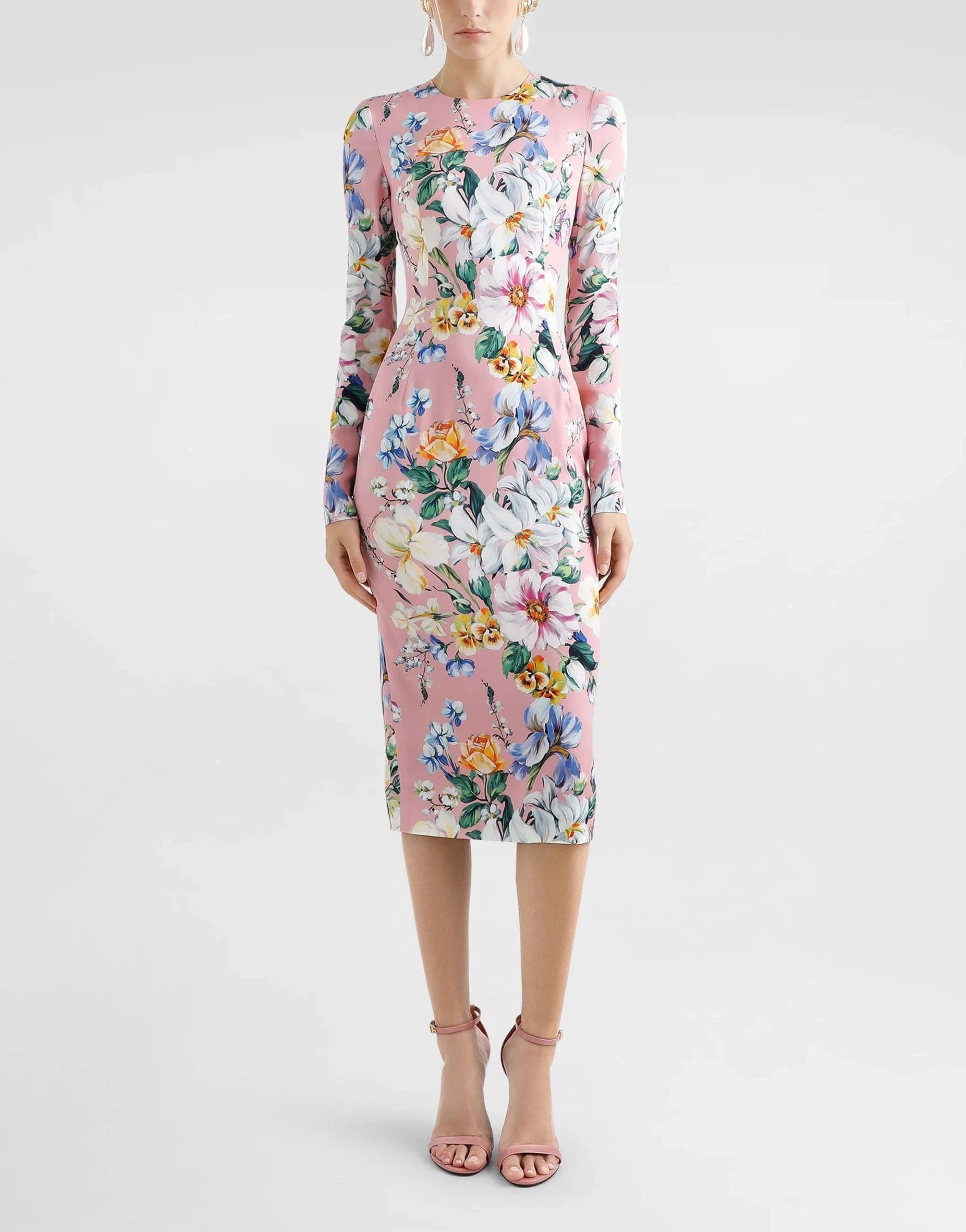 Dolce
Gabbana Floral-Print Sheath Midi Dress