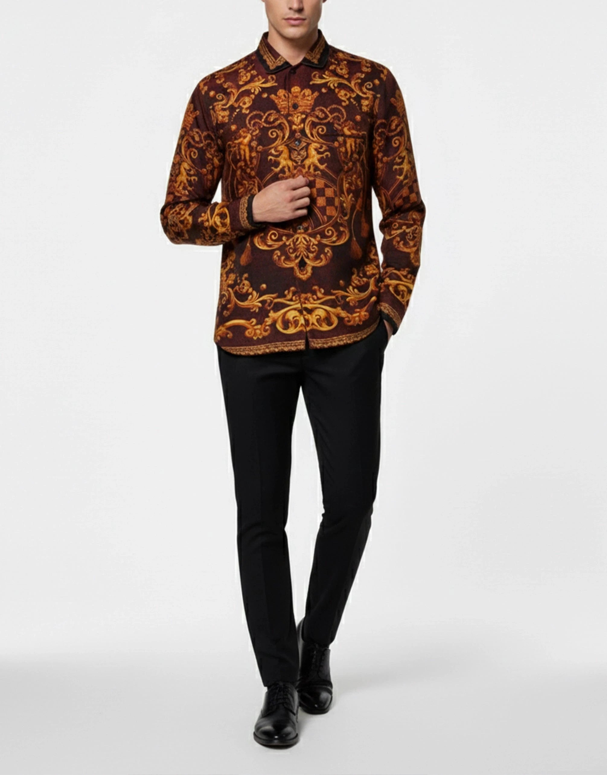Dolce 
Gabbana Floral Printed Baroque Silk Shirt