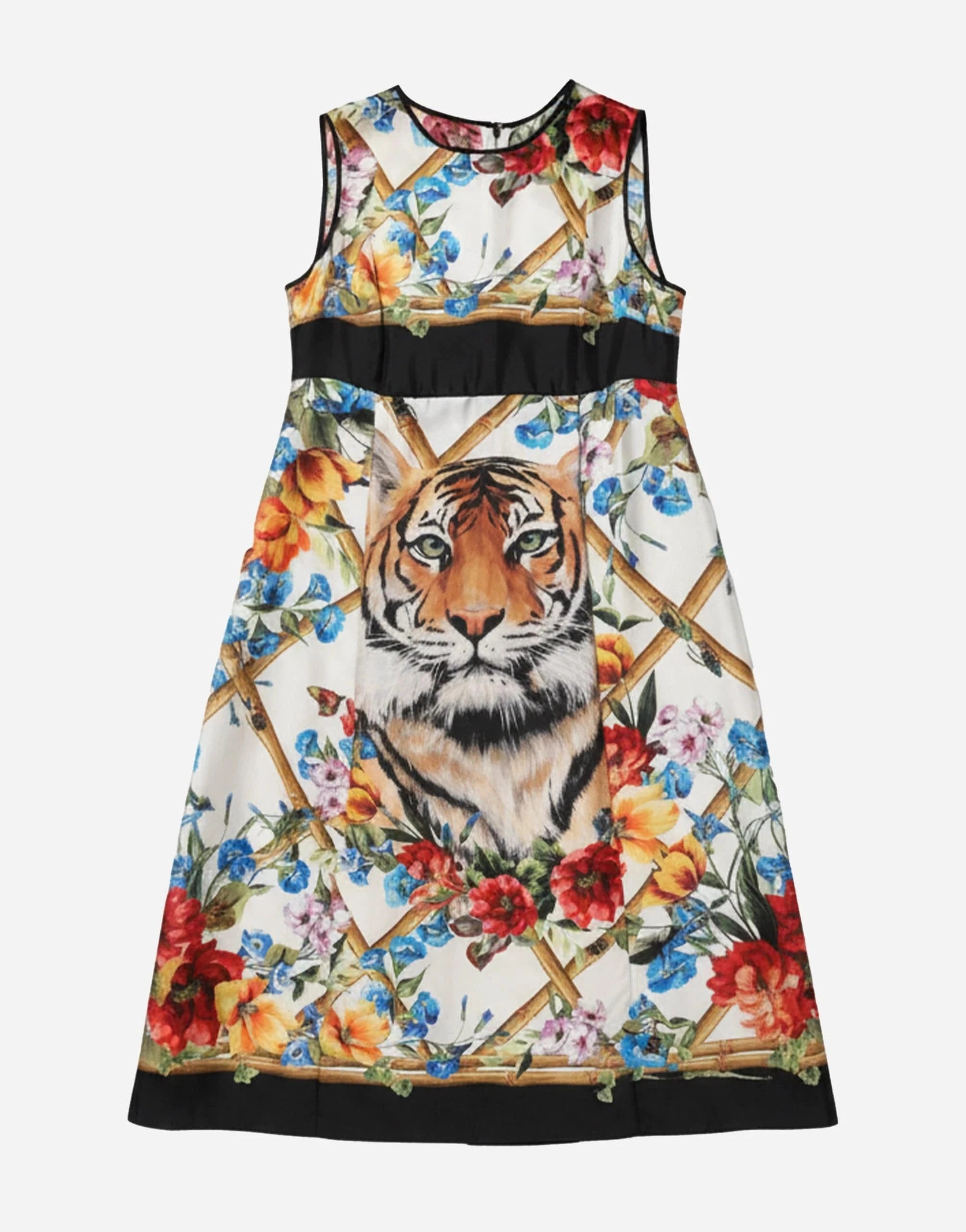 Dolce
Gabbana Floral Tiger-Print A-Line Midi Dress
