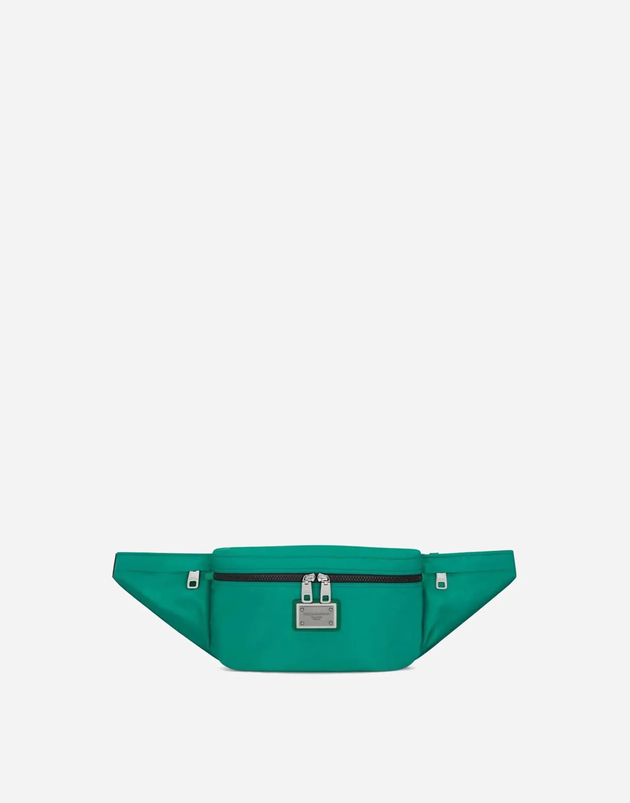 Dolce
Gabbana Green Nylon Logo-Plaque Belt Bag