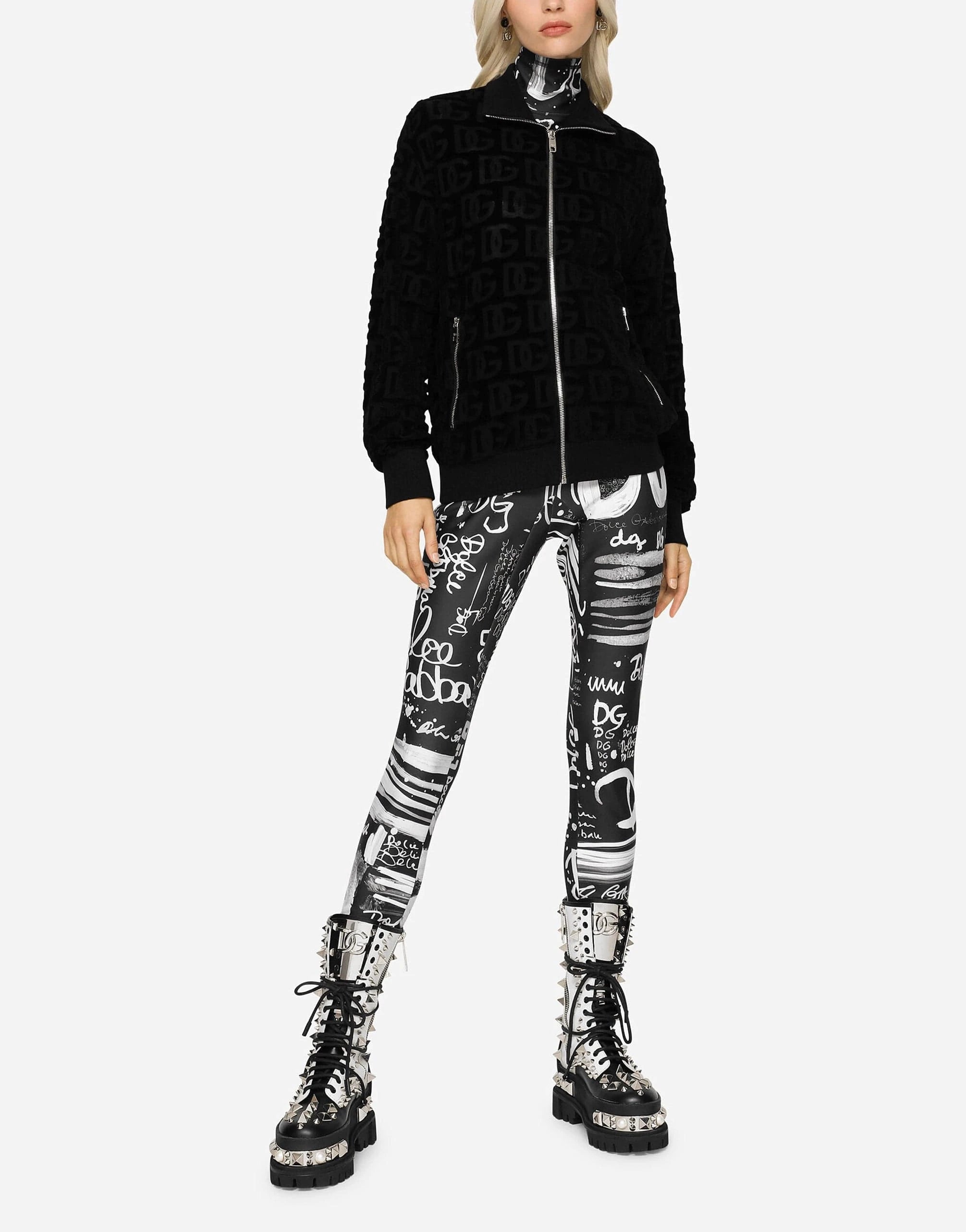 Dolce
Gabbana Jacquard-Logo Zip-Up Sweatshirt