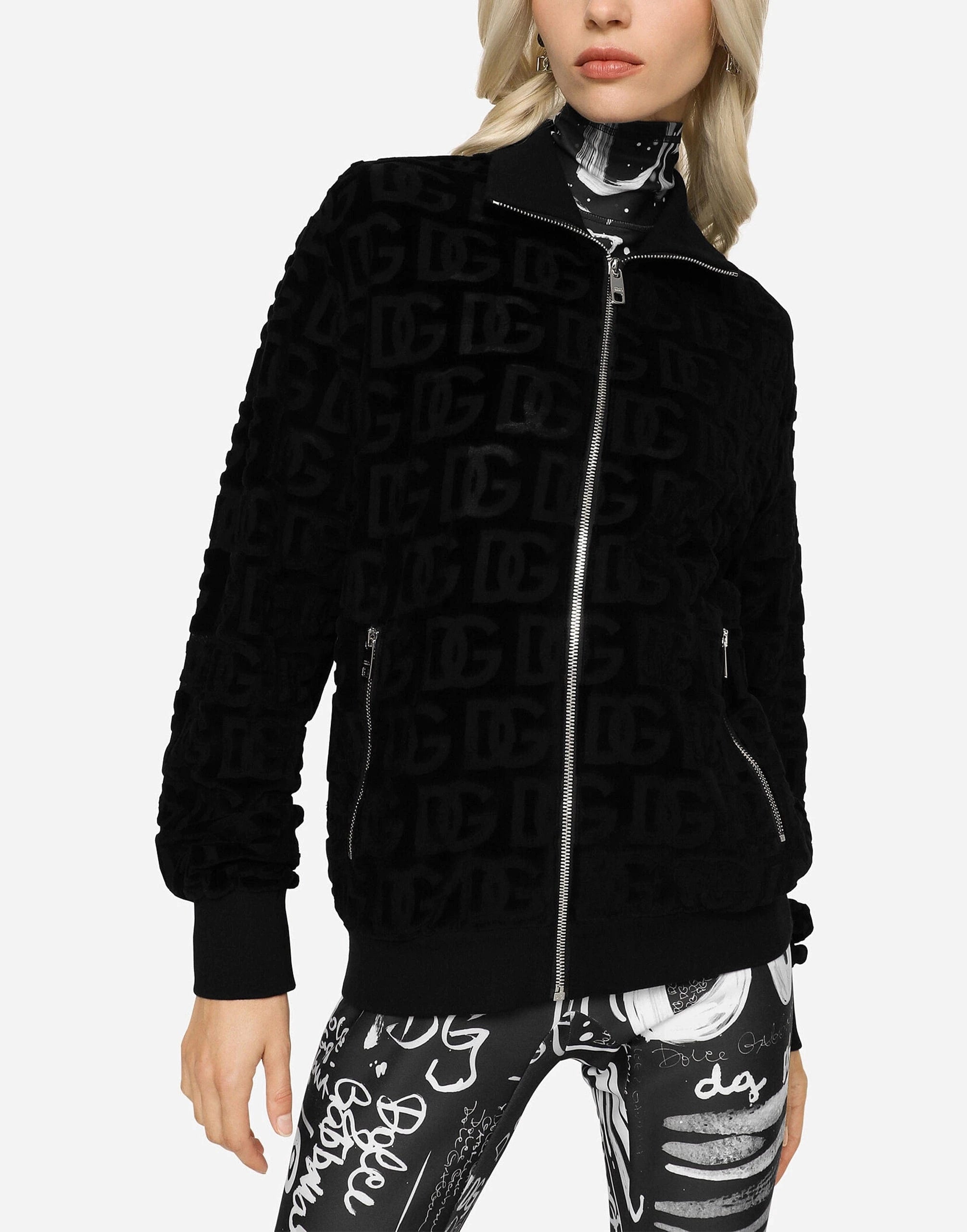 Dolce
Gabbana Jacquard-Logo Zip-Up Sweatshirt