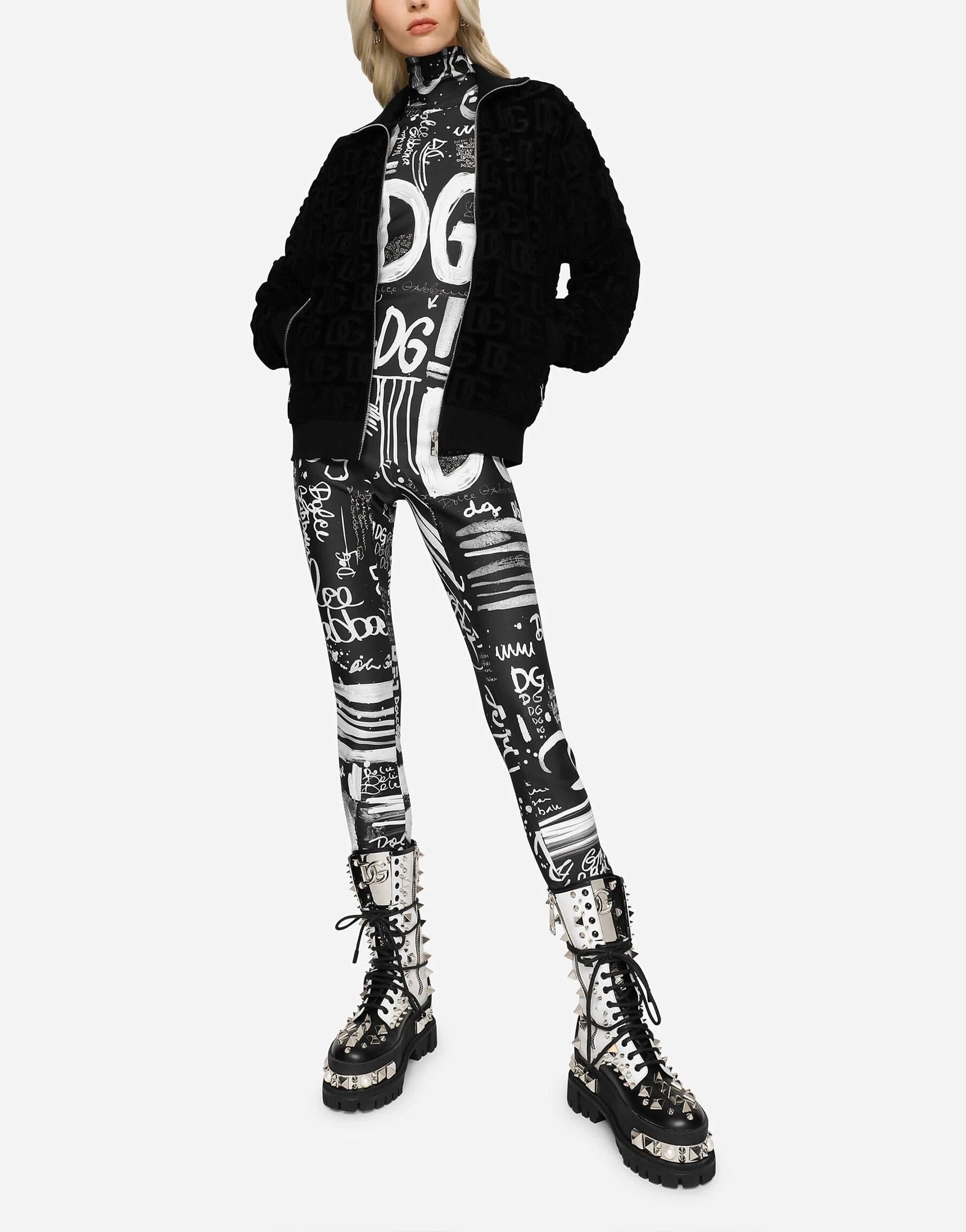 Dolce
Gabbana Jacquard-Logo Zip-Up Sweatshirt