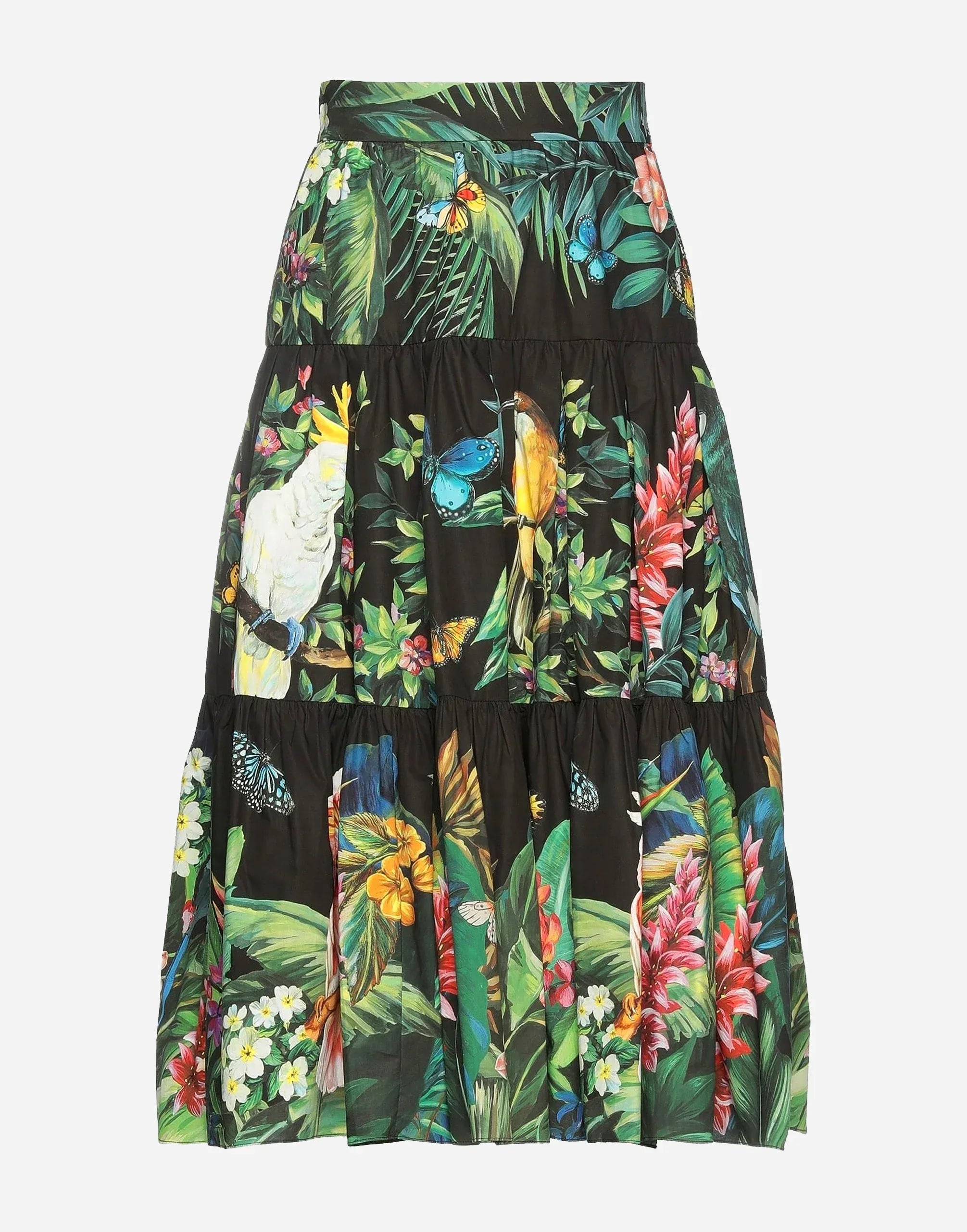 Dolce
Gabbana Jungle Forest Cotton Midi Skirt
