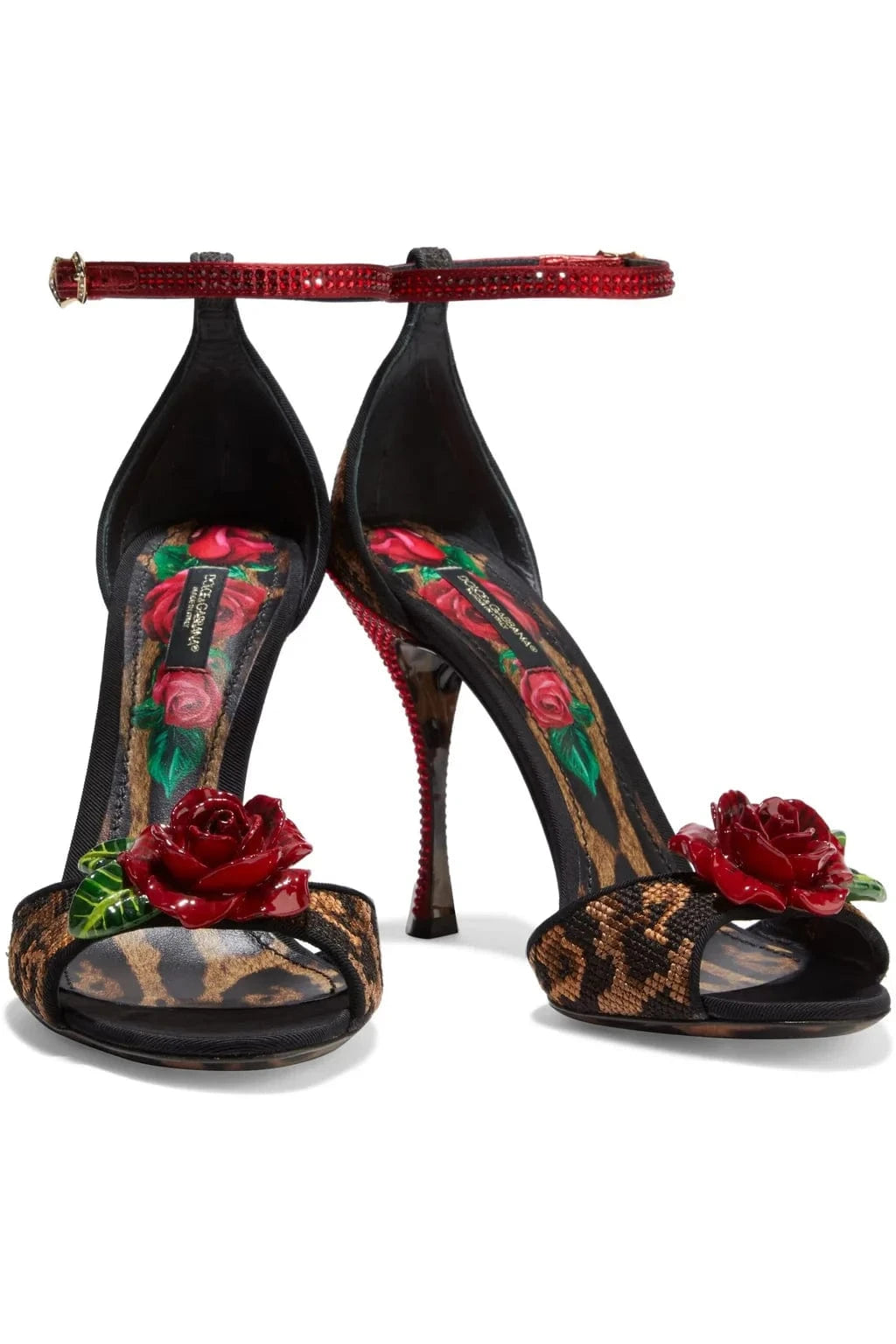 Dolce 
Gabbana Keira Floral-Appliquéd Leopard Sandals
